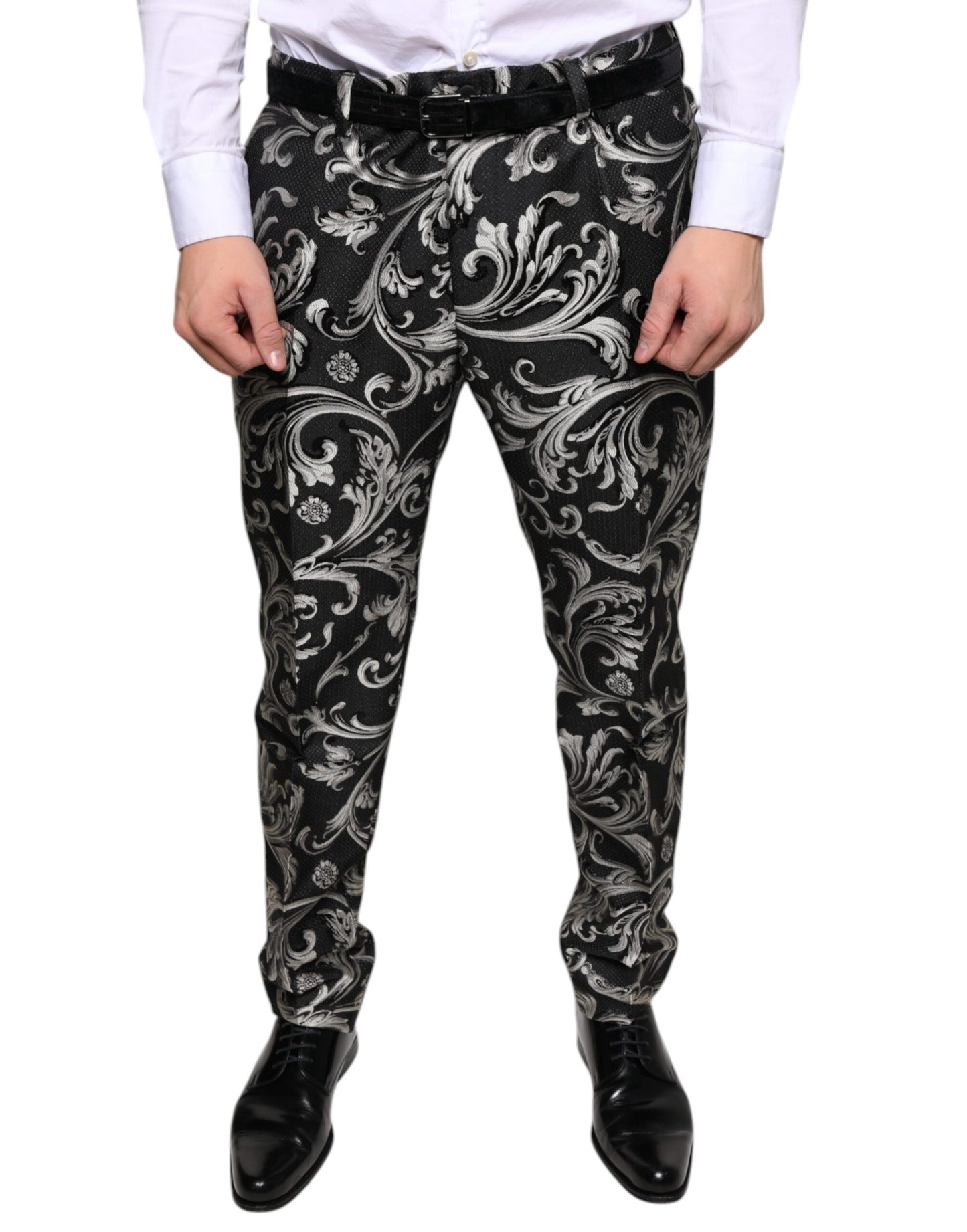 - Black Jacquard Skinny Dress Pants