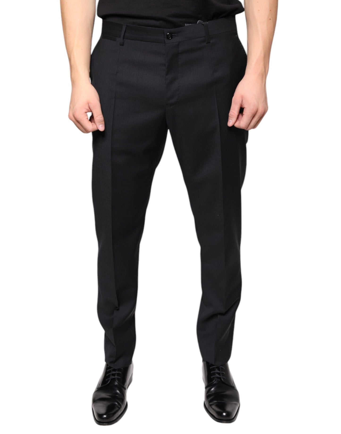 - Black Wool Skinny Men Dress Pants