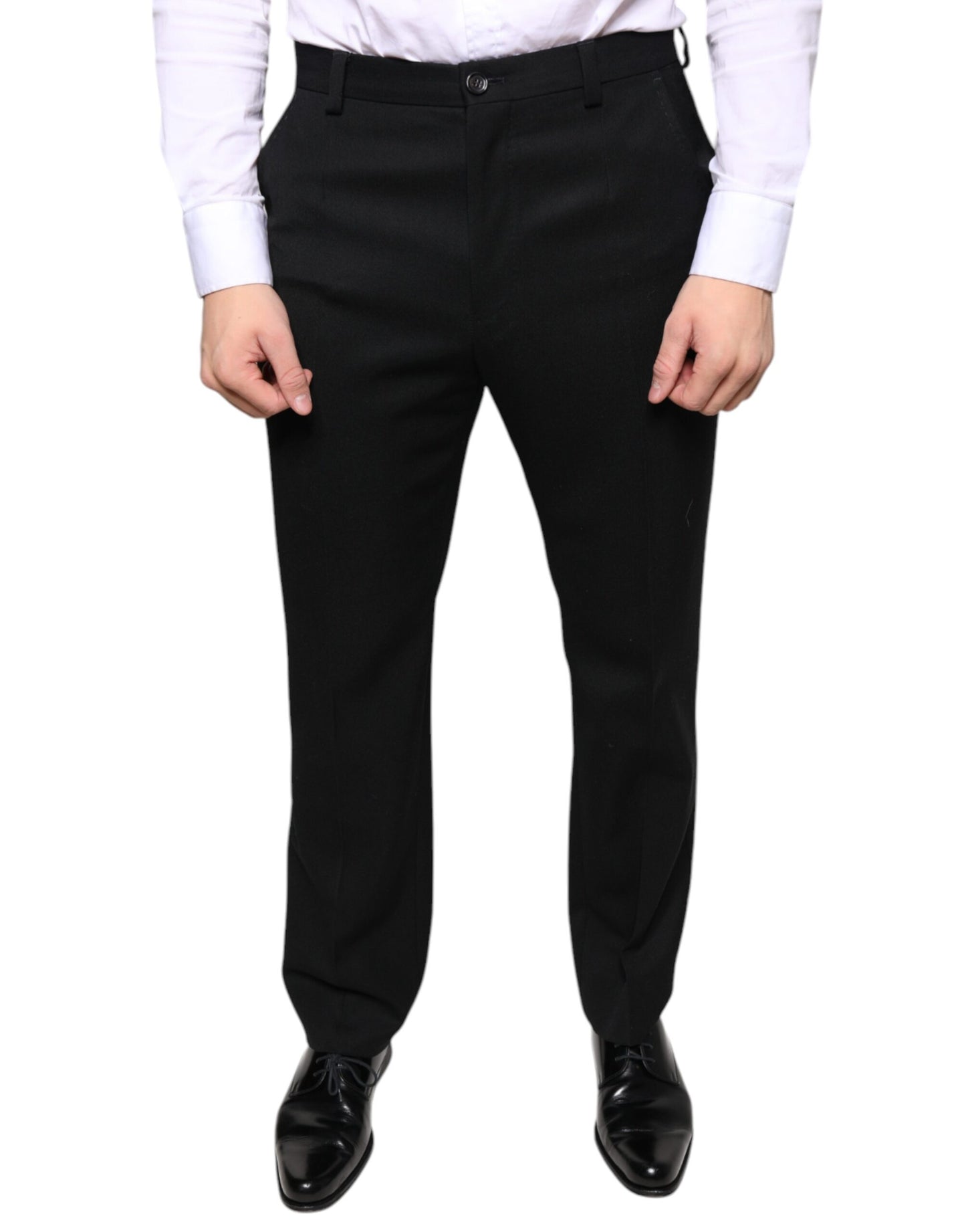 - Black Wool Skinny Men Dress Pants