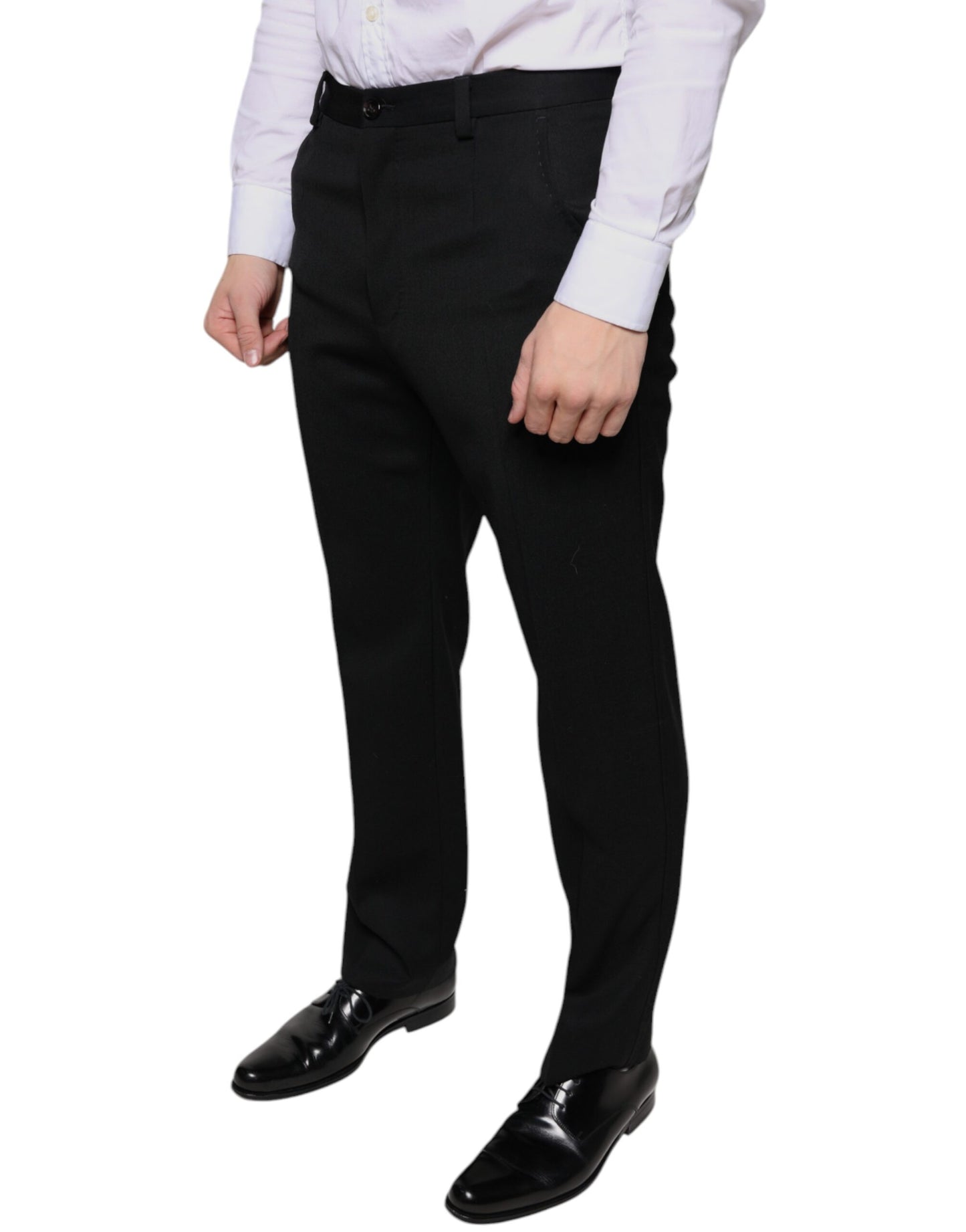 - Black Wool Skinny Men Dress Pants