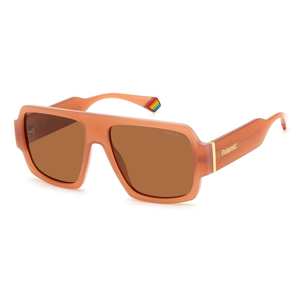 Polaroid Beige Resin Sunglasses – Chic Peach Unisex Design, 55mm
