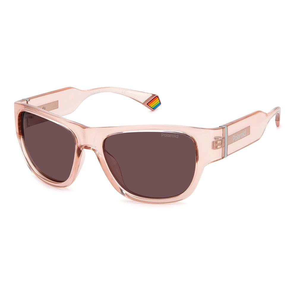 Polaroid Unisex Multicolor Resin Sunglasses – Chic Pink Frame with Purple Lenses, 55mm