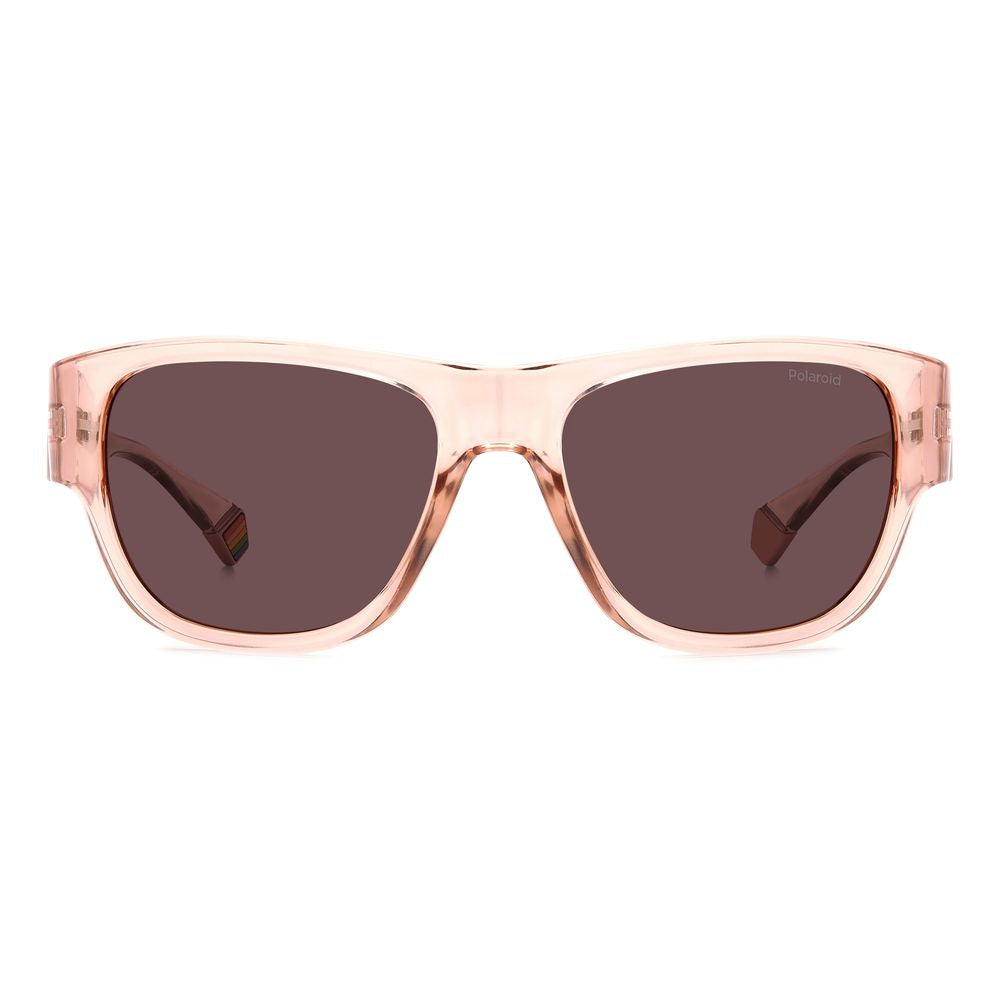 Polaroid Unisex Multicolor Resin Sunglasses – Chic Pink Frame with Purple Lenses, 55mm