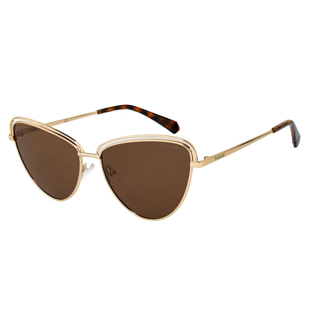 Polaroid Women’s Gold Metal Sunglasses – Cat Eye with Polarized Bronze Lenses, 58mm