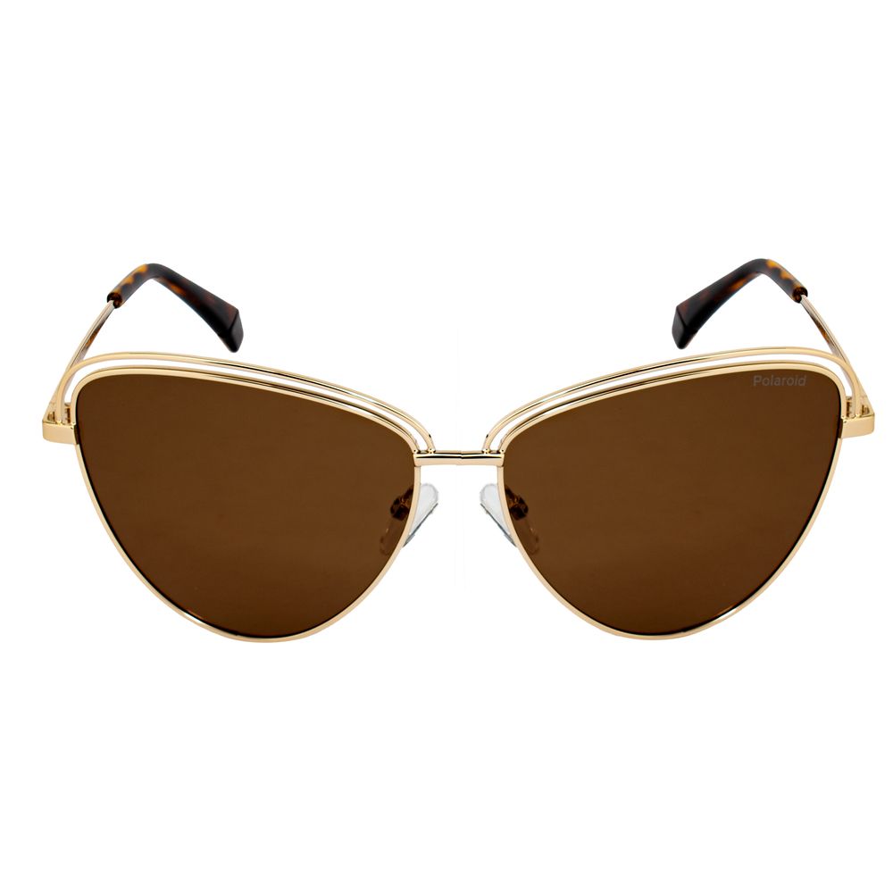 Polaroid Women’s Gold Metal Sunglasses – Cat Eye with Polarized Bronze Lenses, 58mm