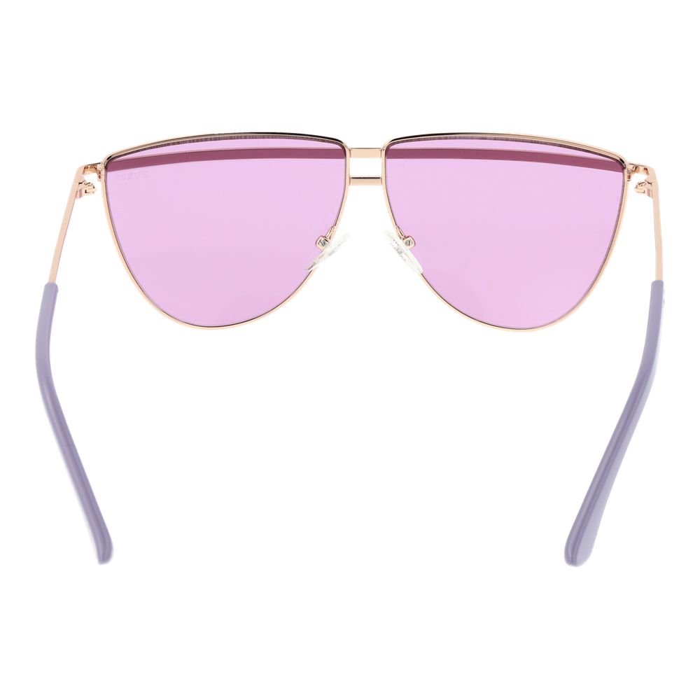 Guess Women’s Sunglasses – Rose Gold Aviator Frame with Purple Lenses, 63mm