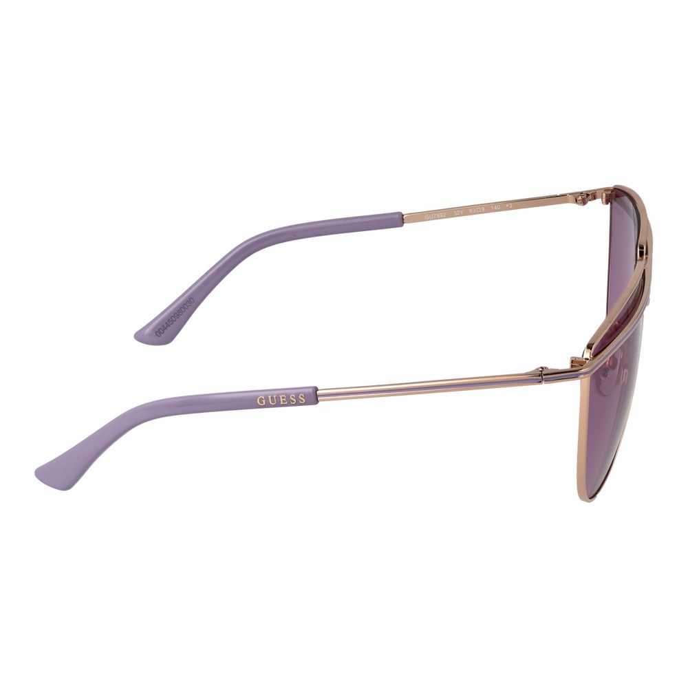 Guess Women’s Sunglasses – Rose Gold Aviator Frame with Purple Lenses, 63mm
