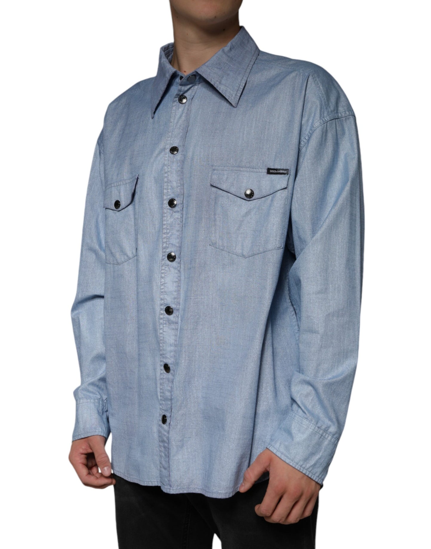 - Light Blue Cotton Button Down Casual Shirt