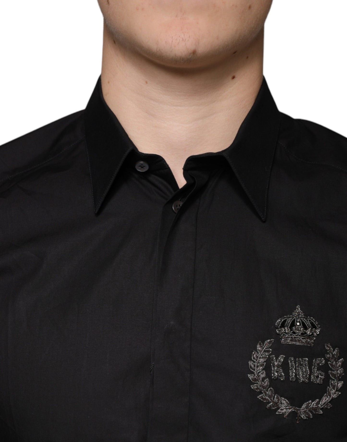 - Black King Crown Embroidered GOLD Dress Shirt