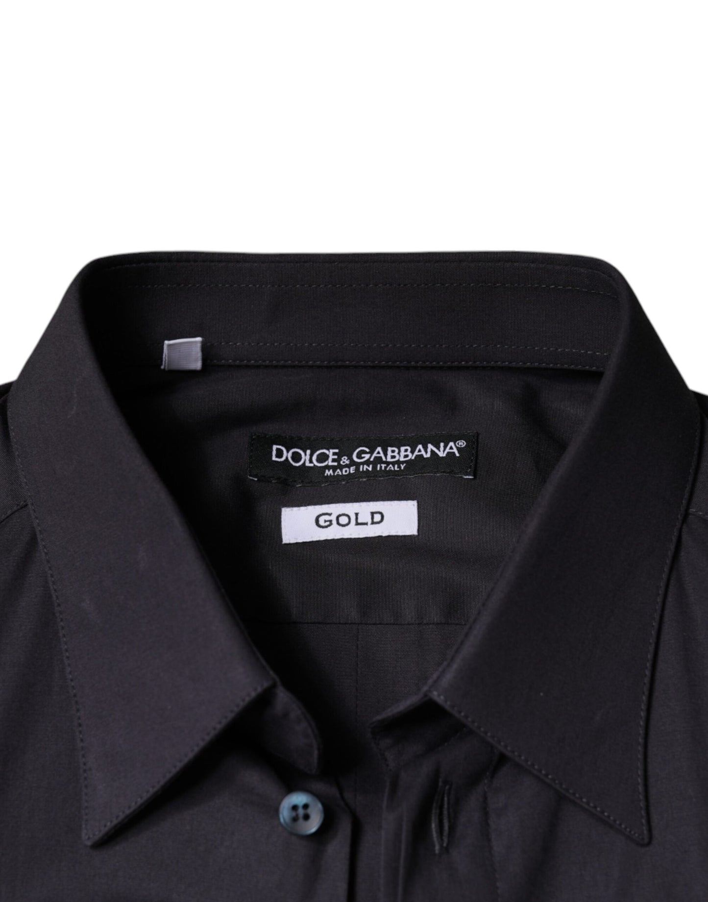 - Black Cotton Stretch Dress GOLD Formal Shirt