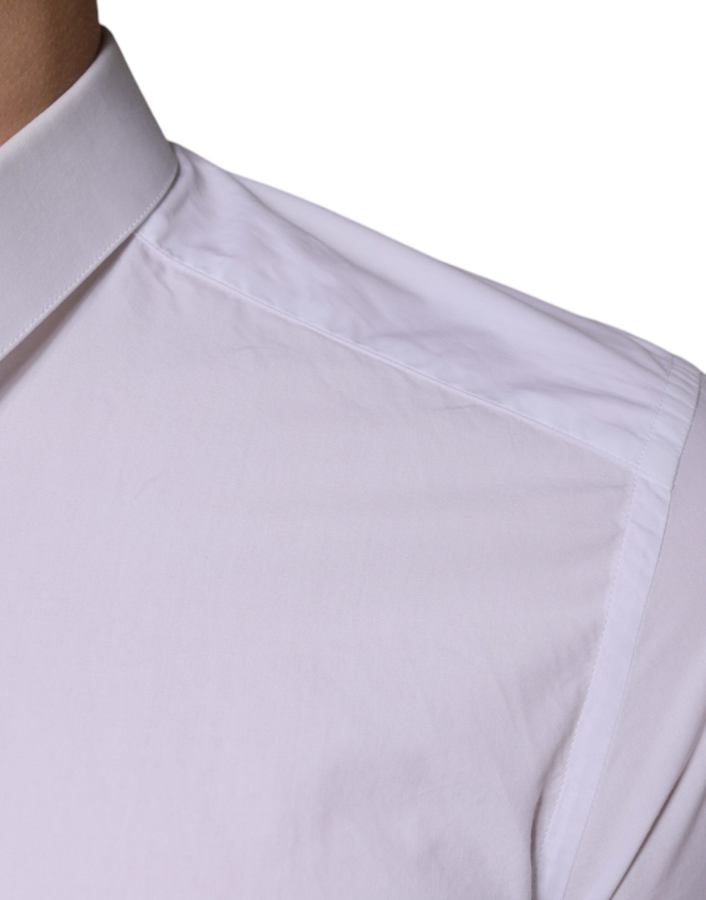 Dolce & Gabbana GOLD Formal Collared White Cotton Dress Shirt