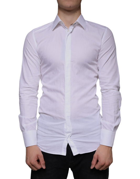 - White Cotton Men Dress GOLD Formal Shirt