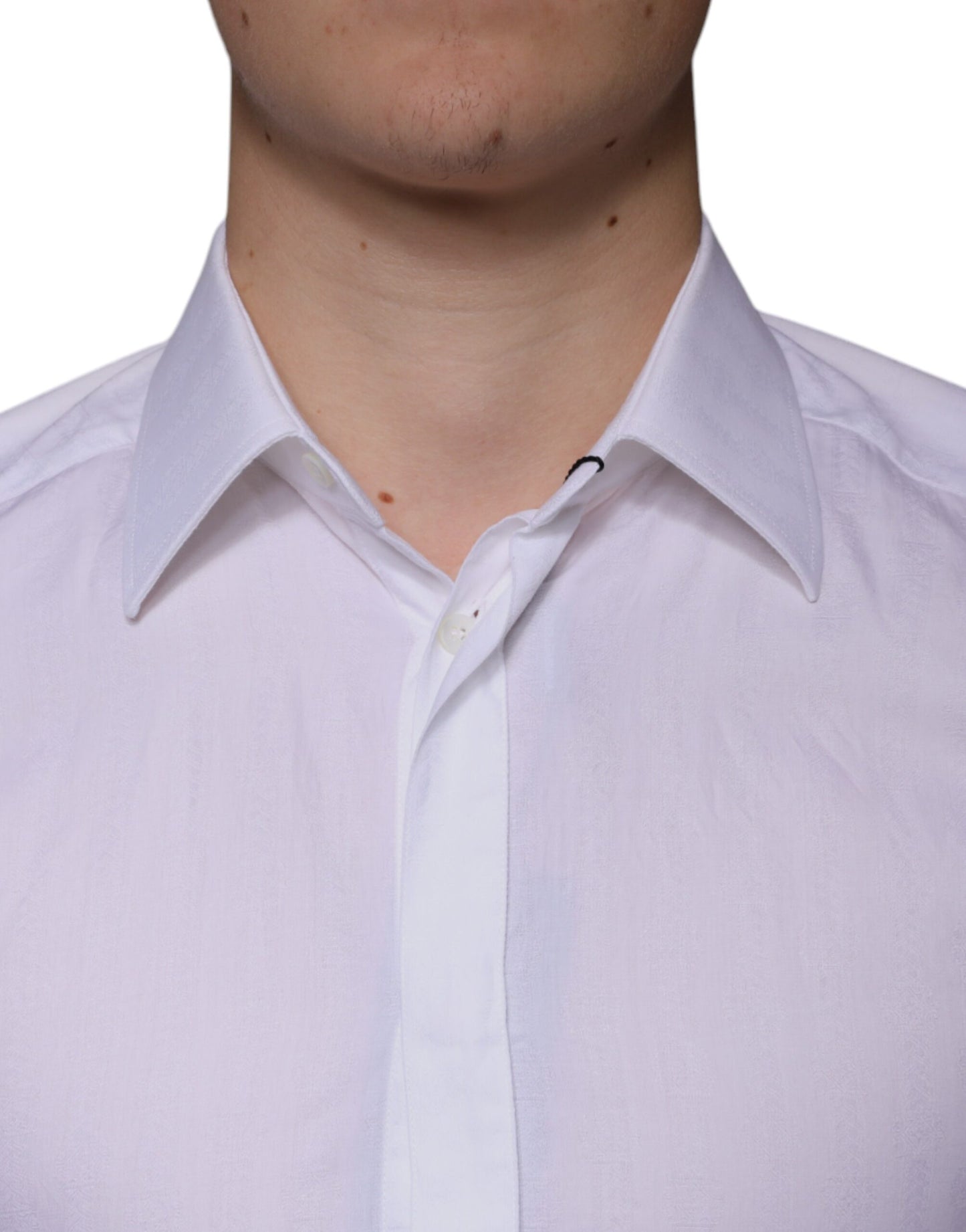 - White Cotton Men Dress GOLD Formal Shirt