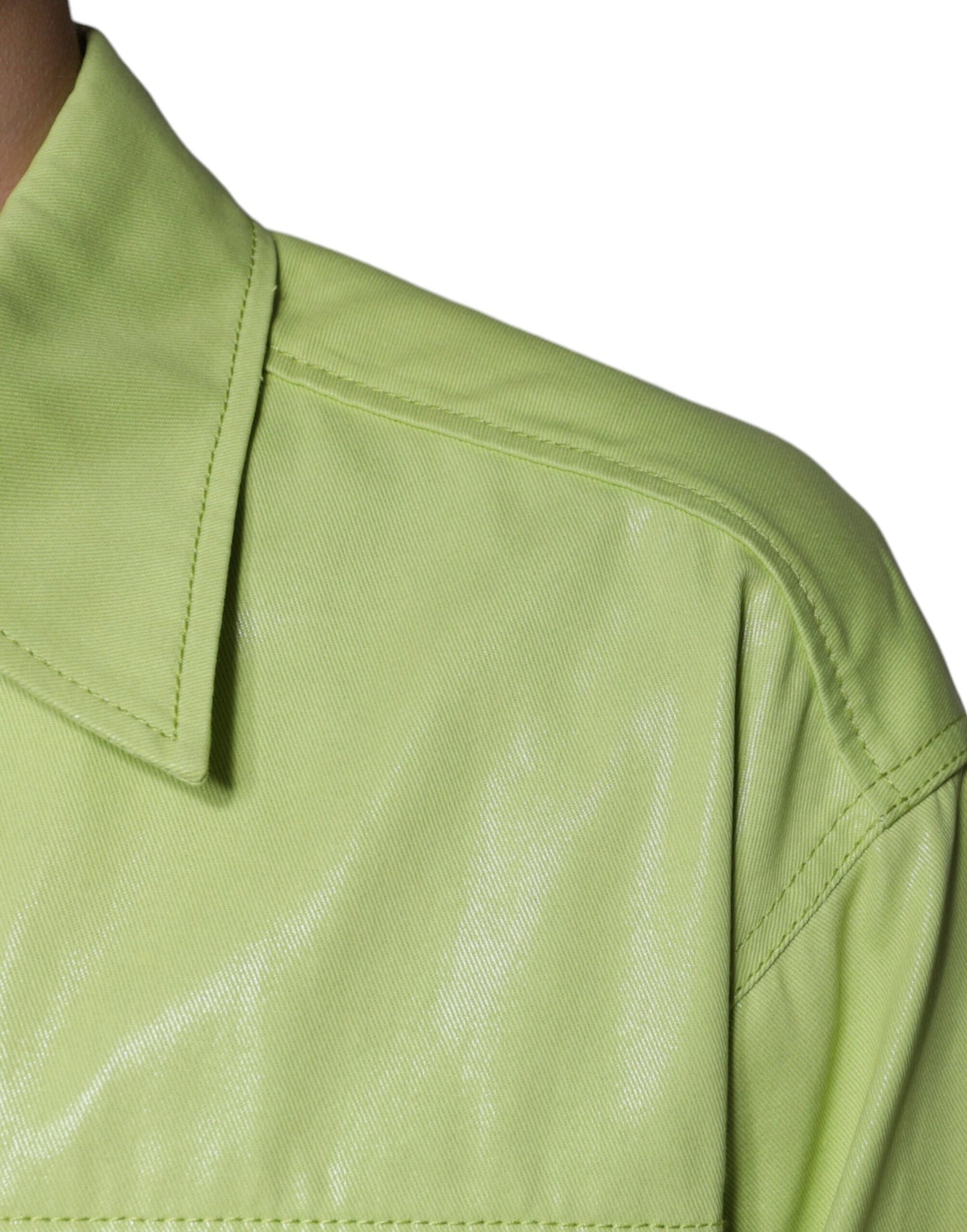 - Green Cotton Collared Men Button Down Shirt