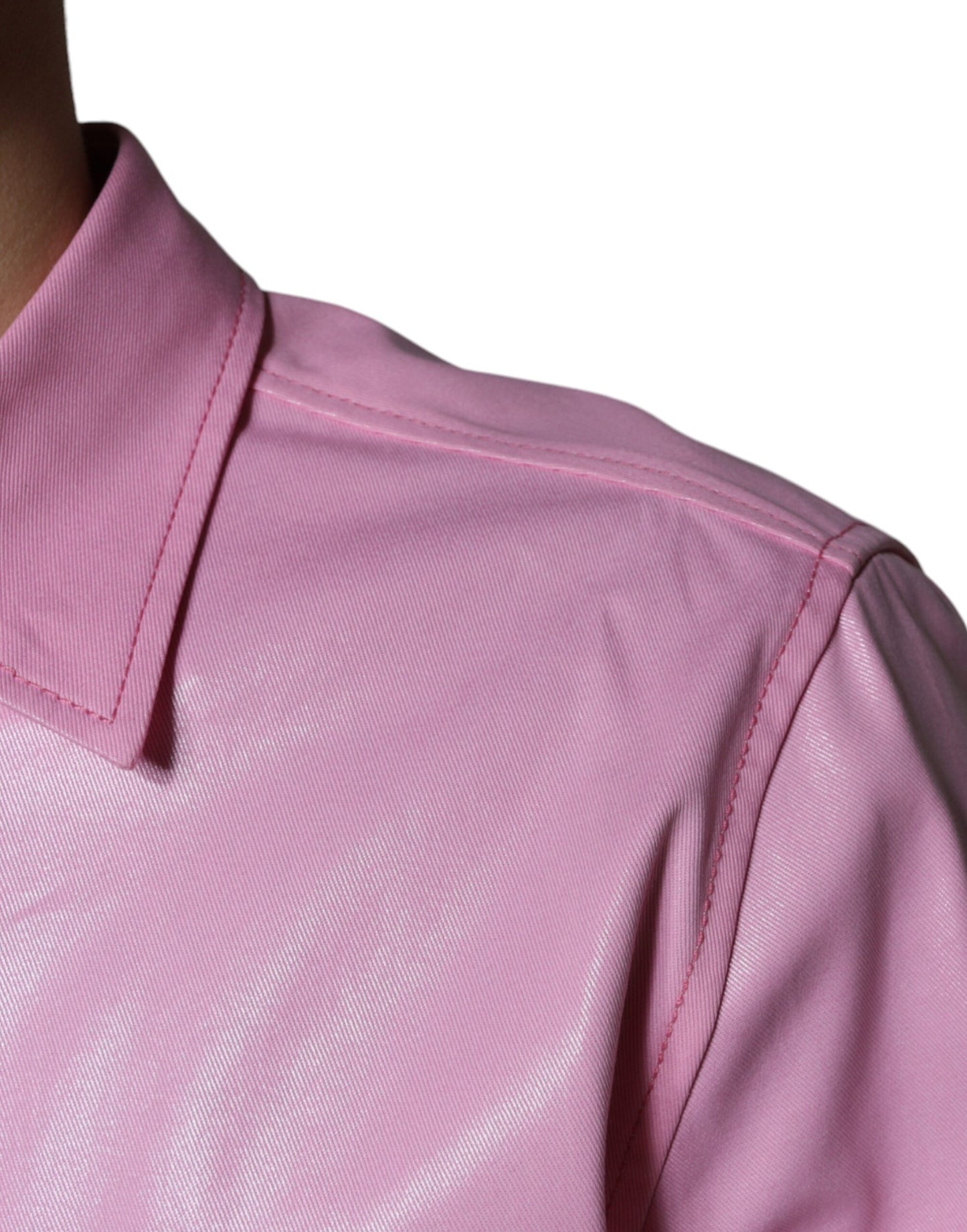 - Pink Cotton Collared Button Down Shirt