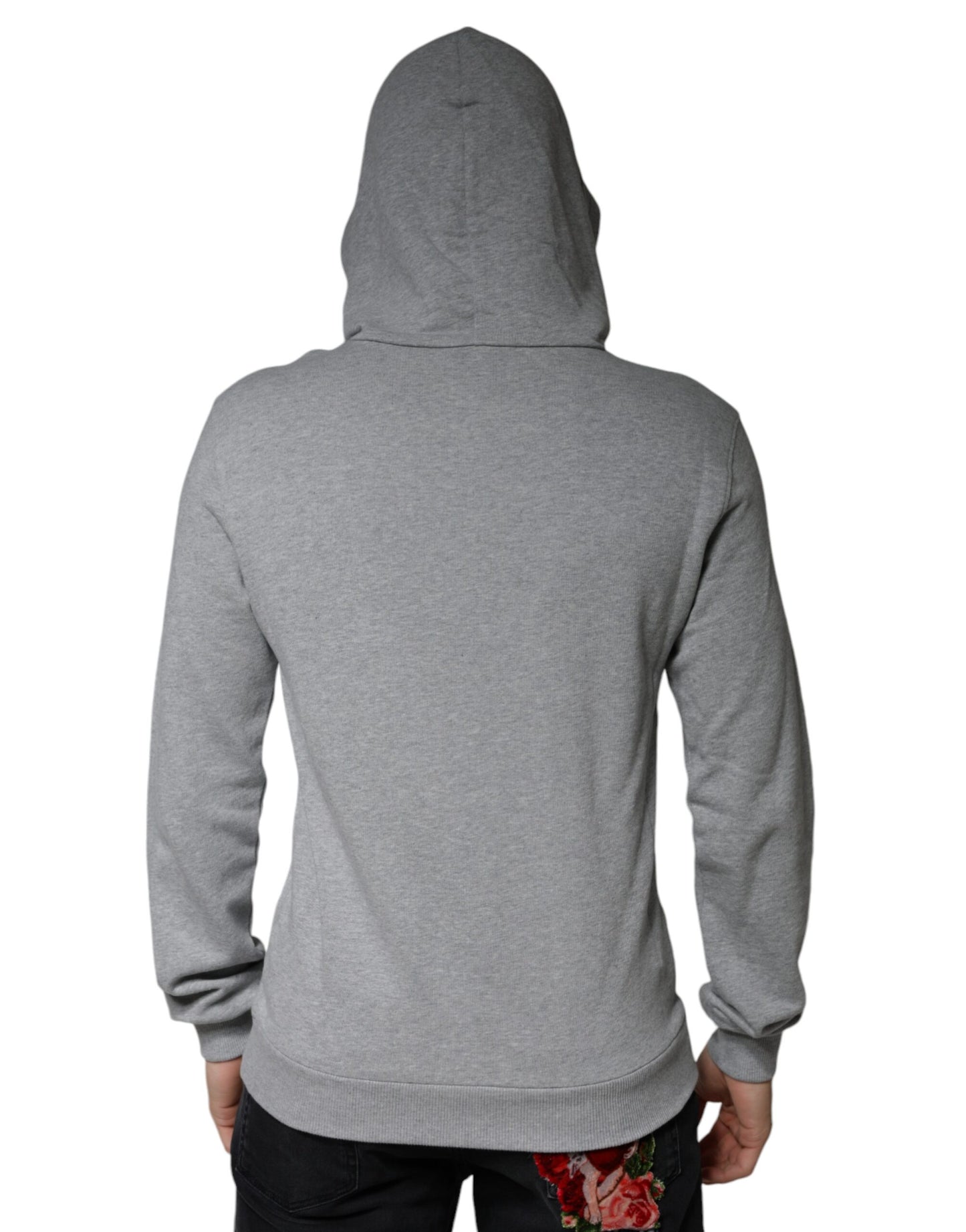 - Gray Cotton Logo Hooded Sweatshirt Sweater