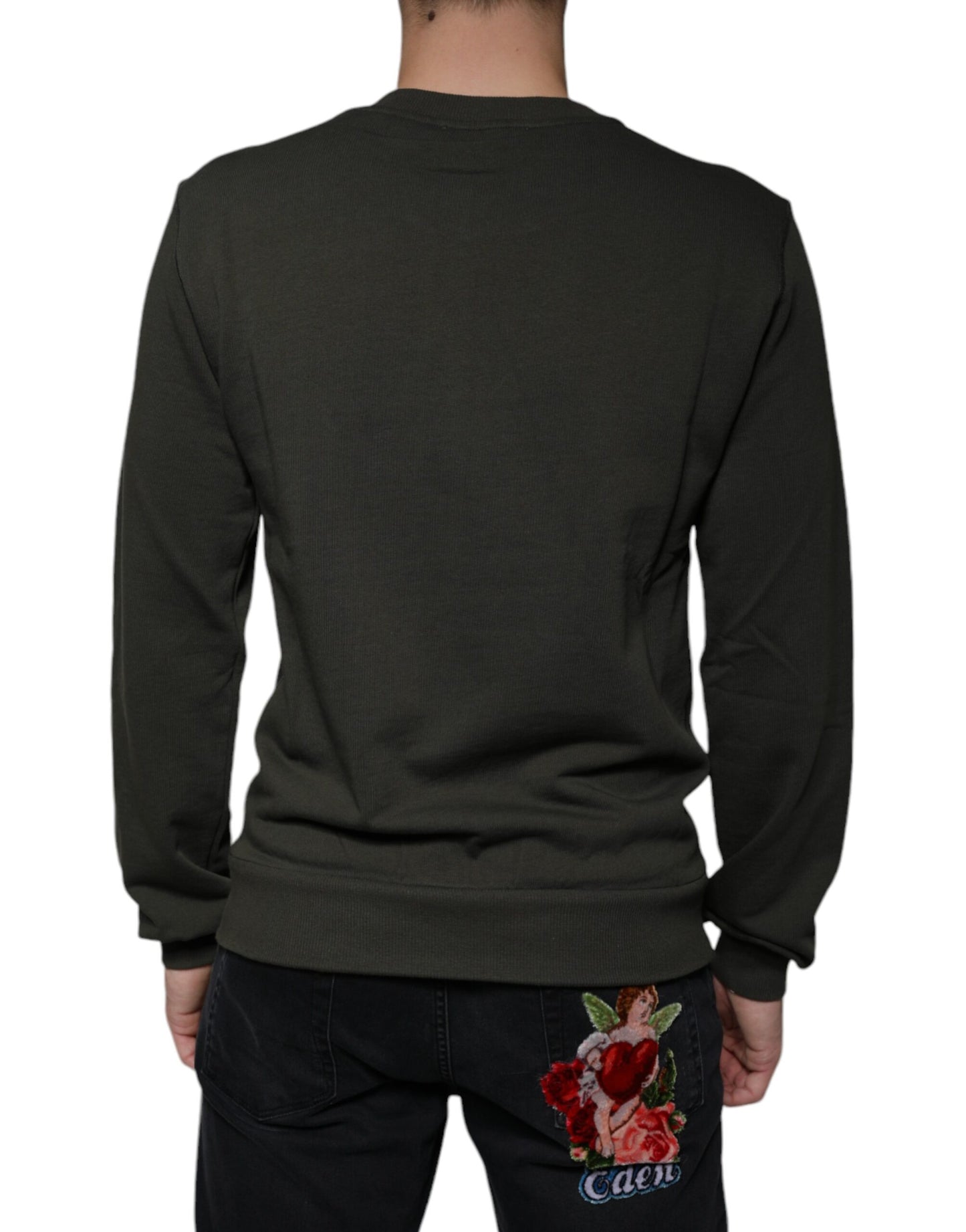 - Army Green DG Crown Crew Neck Pullover Sweater