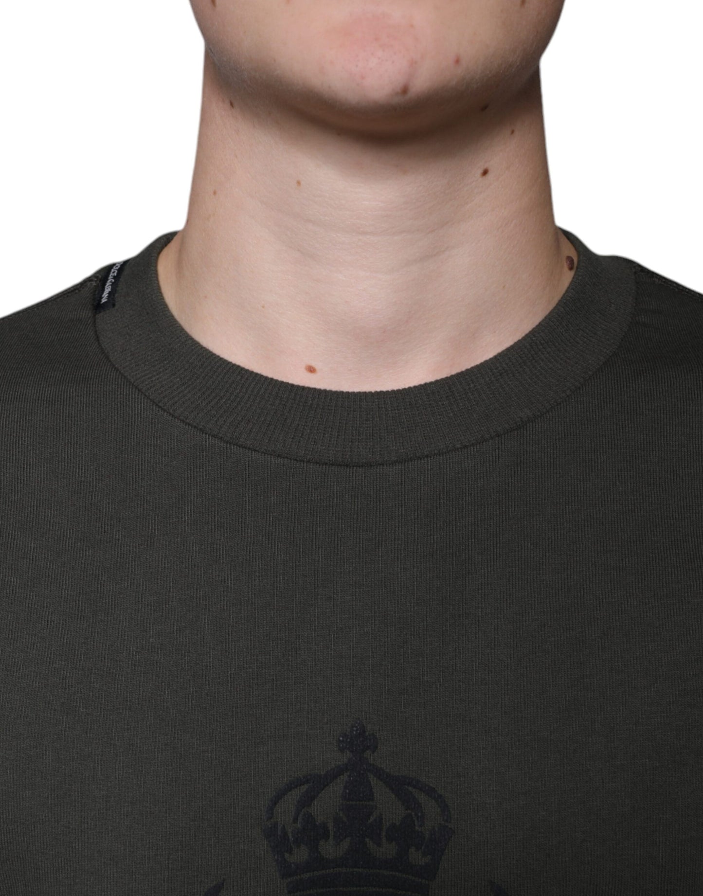 - Army Green DG Crown Crew Neck Pullover Sweater