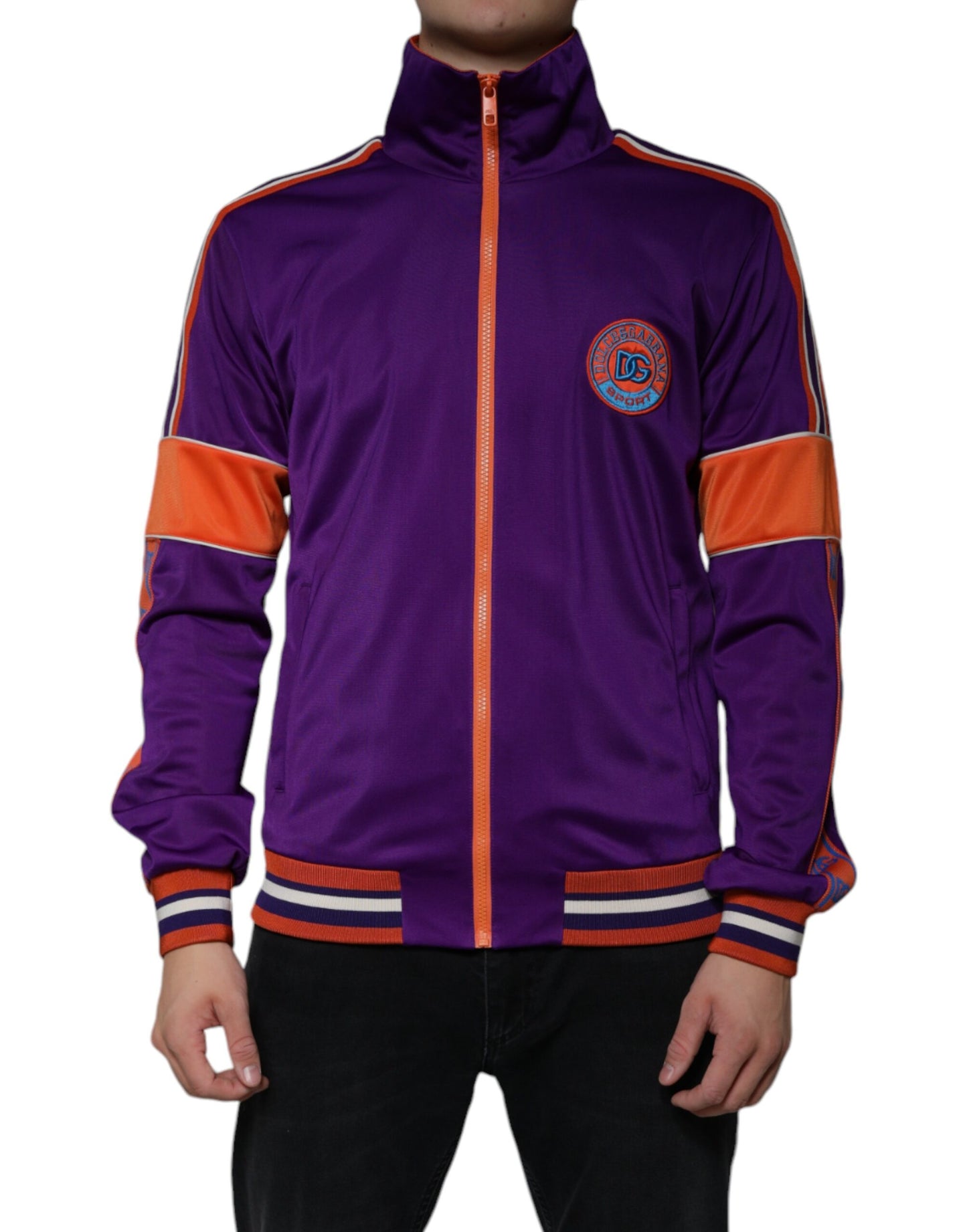 - Purple Polyester Full Zip Long Sleeve Sweater