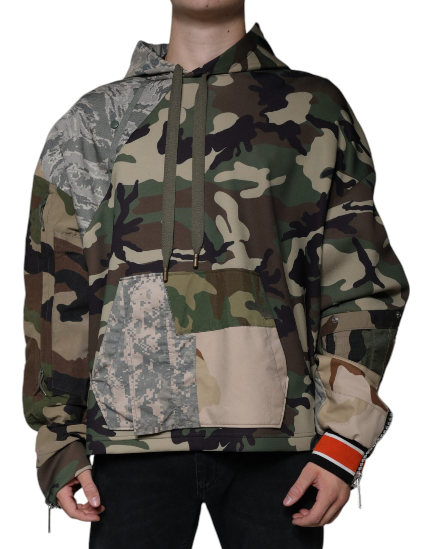 - Multicolor Camouflage Hooded Sweatshirt Sweater