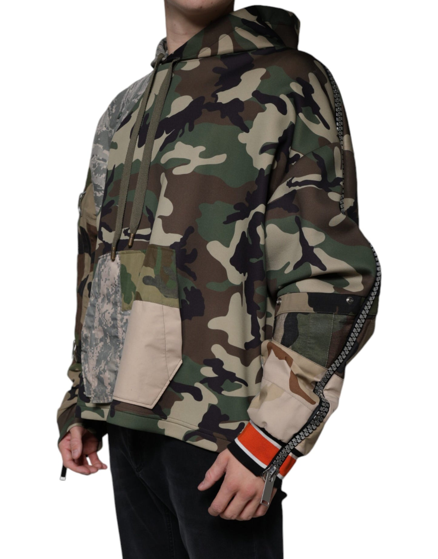 - Multicolor Camouflage Hooded Sweatshirt Sweater