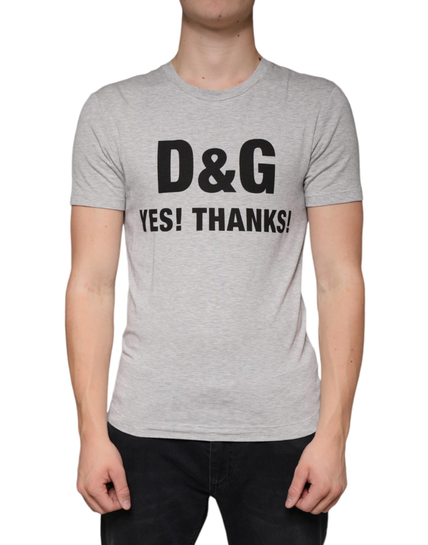 - Gray Logo Print Crewneck Short Sleeve T-shirt