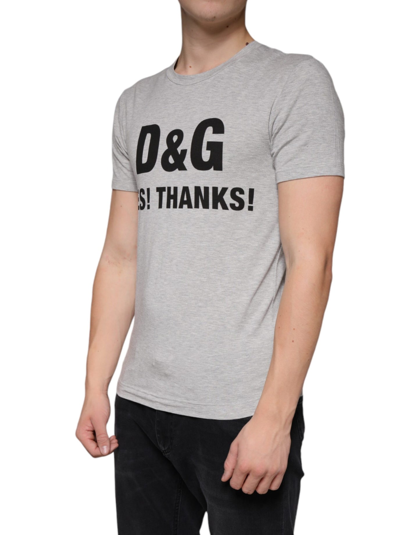 - Gray Logo Print Crewneck Short Sleeve T-shirt