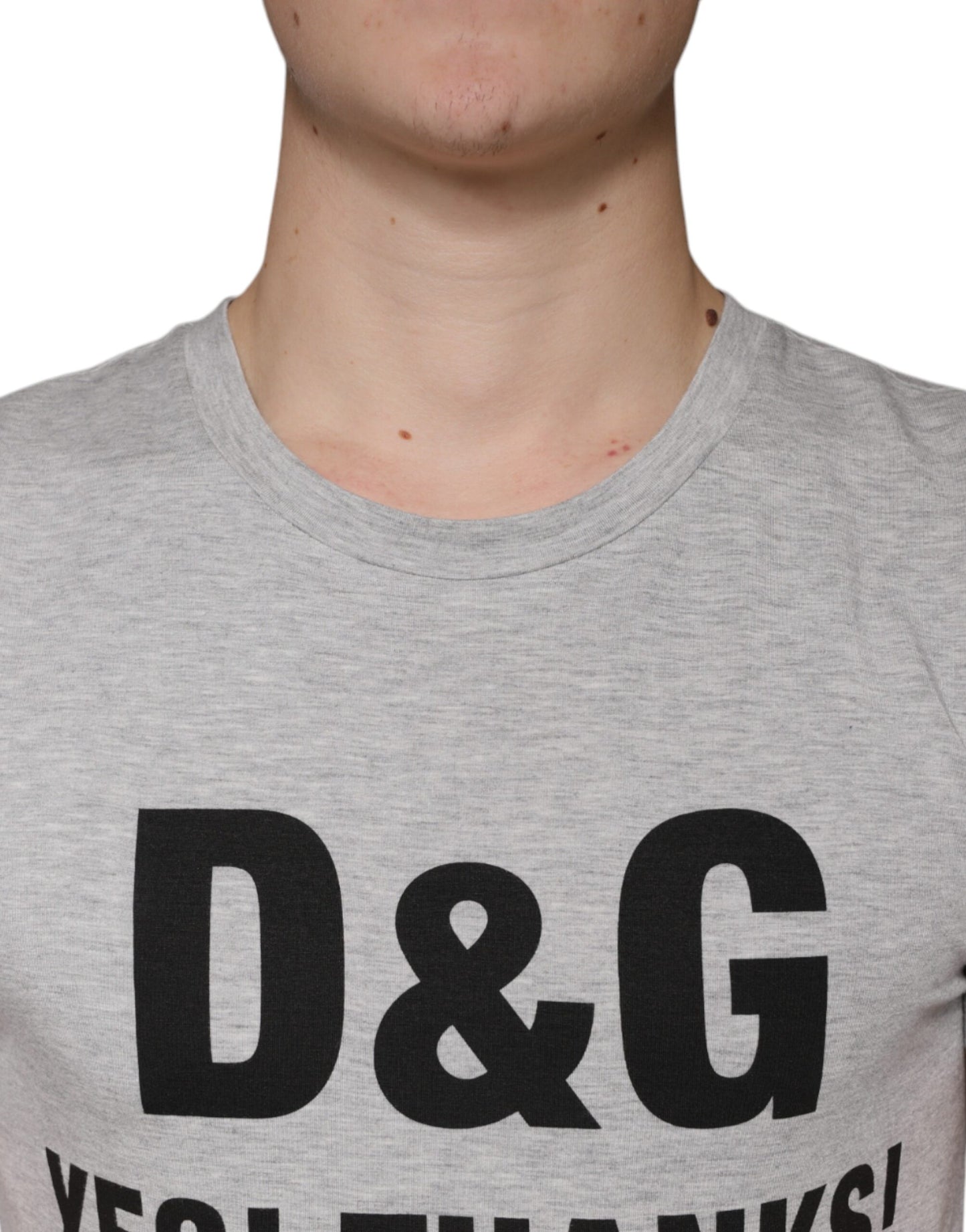 - Gray Logo Print Crewneck Short Sleeve T-shirt