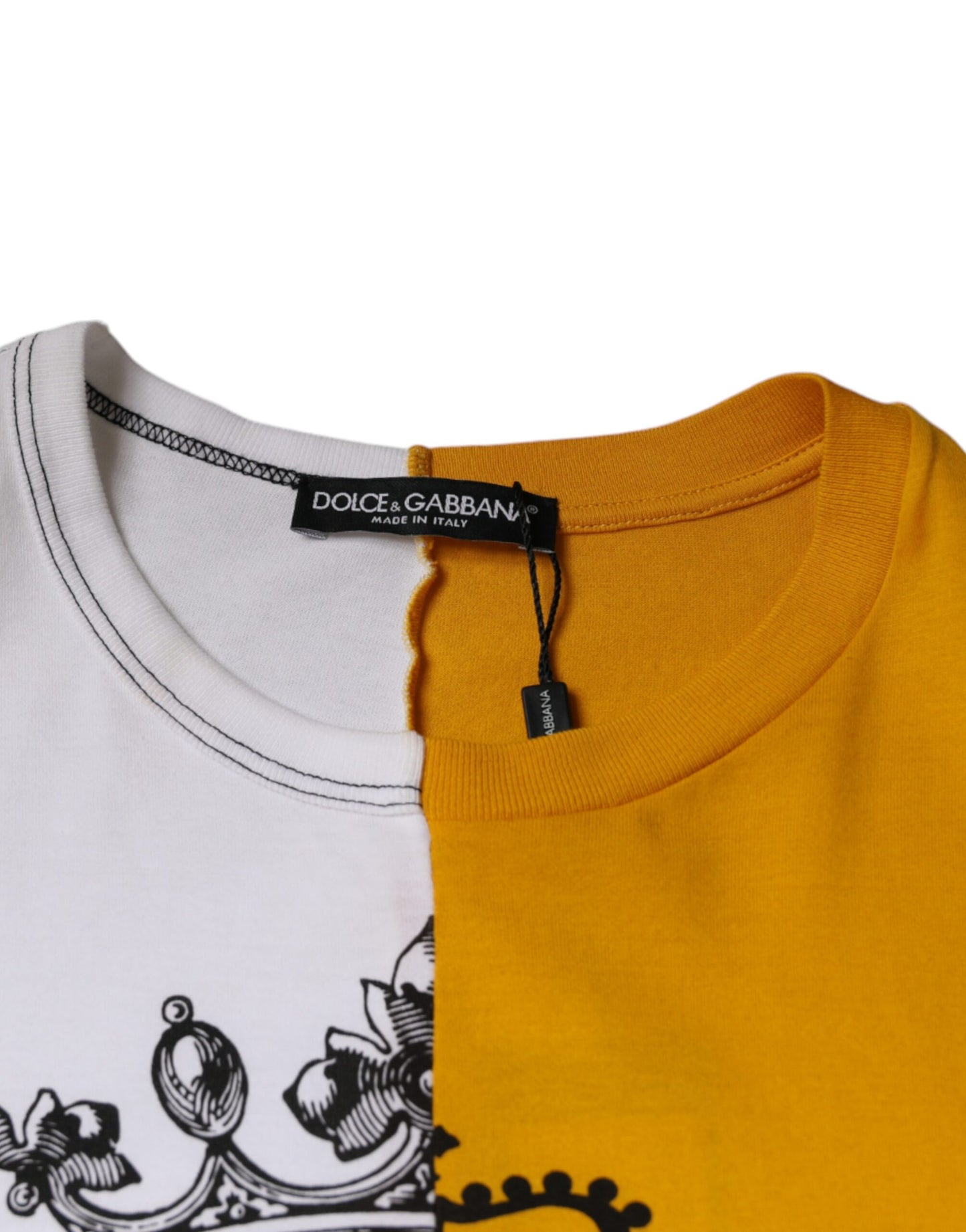 - White Yellow Logo Print Short Sleeve T-shirt