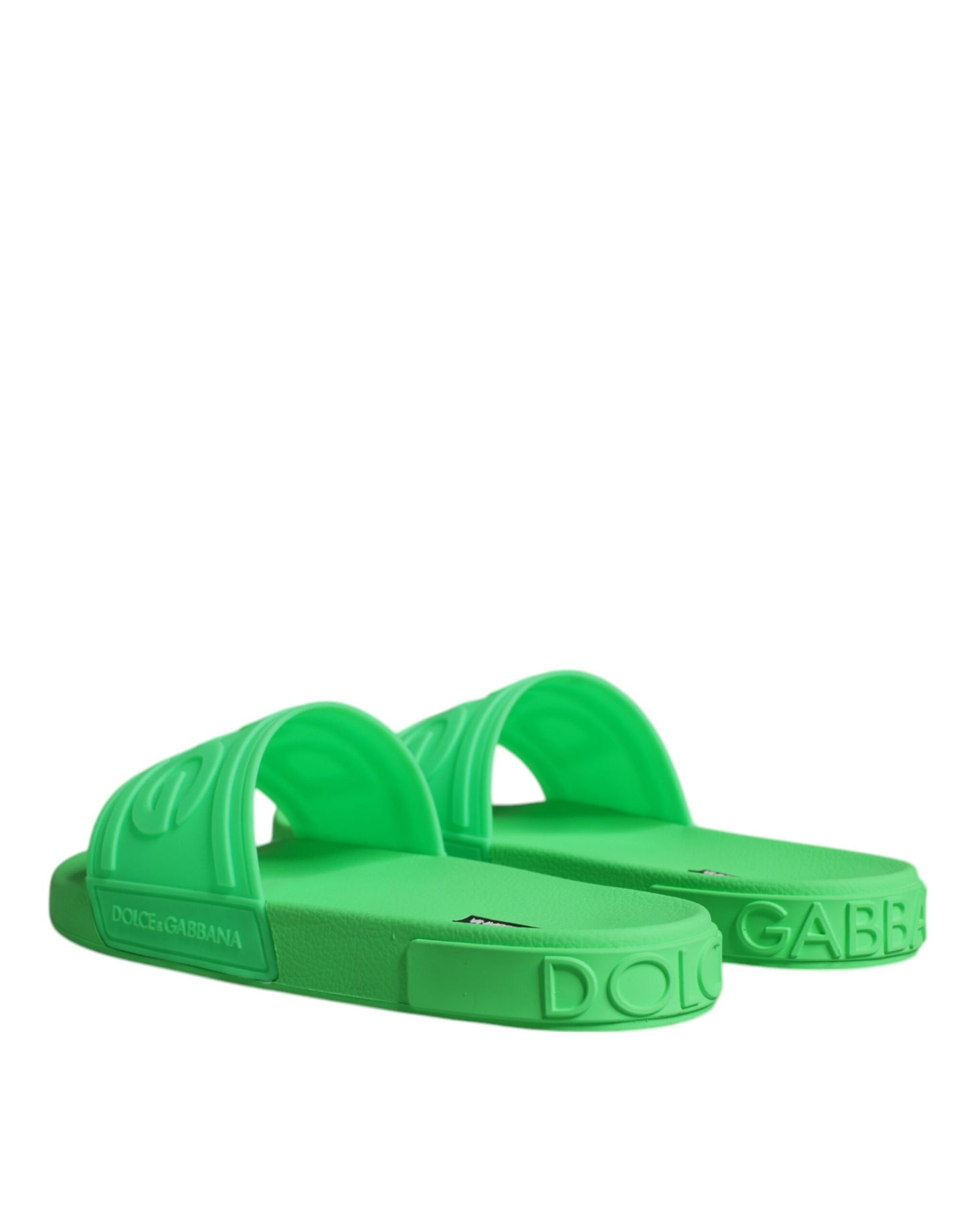 - Green Leather Slides Sandals Beachwear Shoes