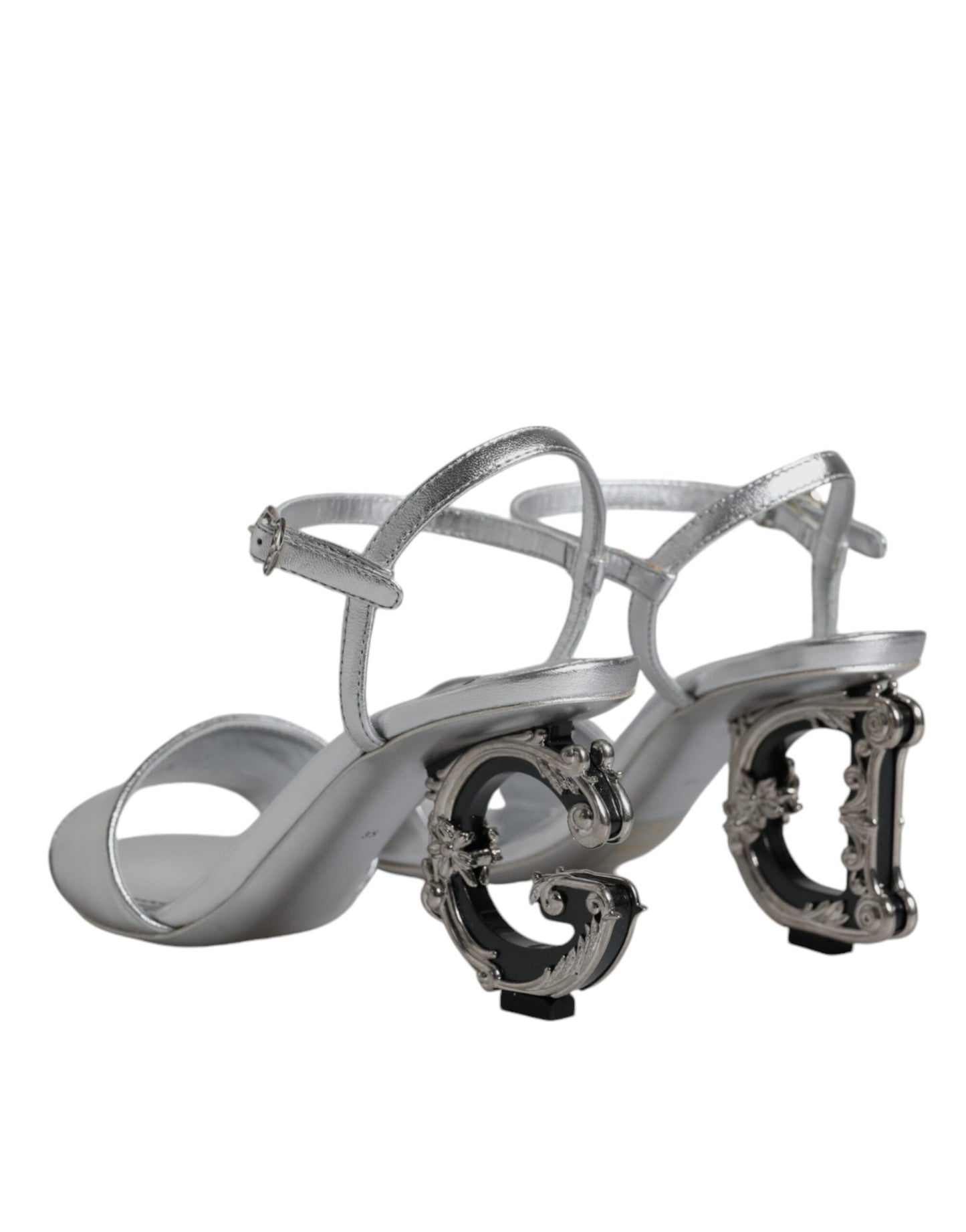 - Silver KEIRA Heels Ankle Strap Sandals Shoes