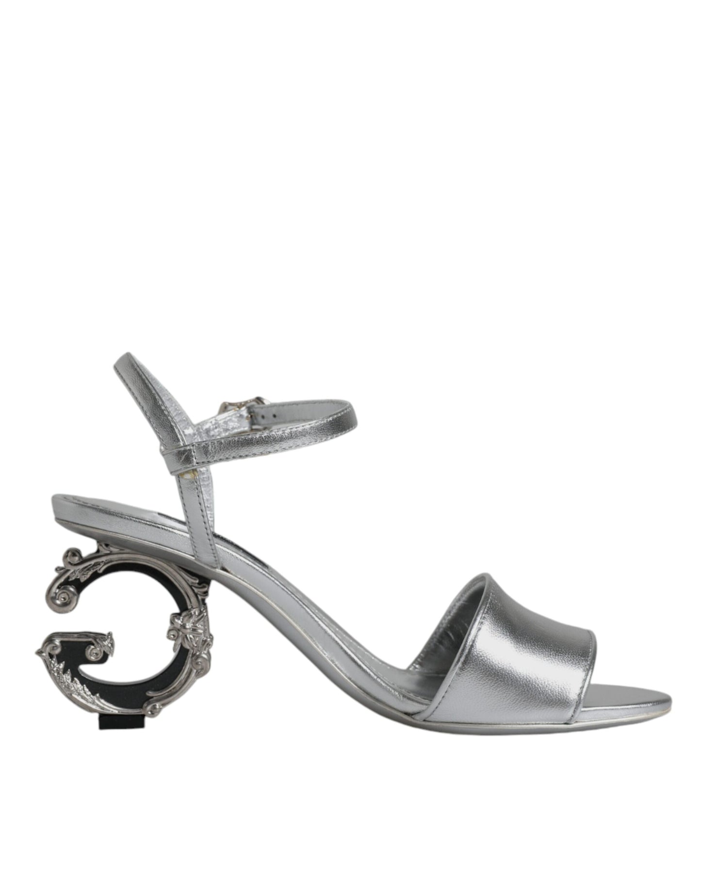 - Silver KEIRA Heels Ankle Strap Sandals Shoes