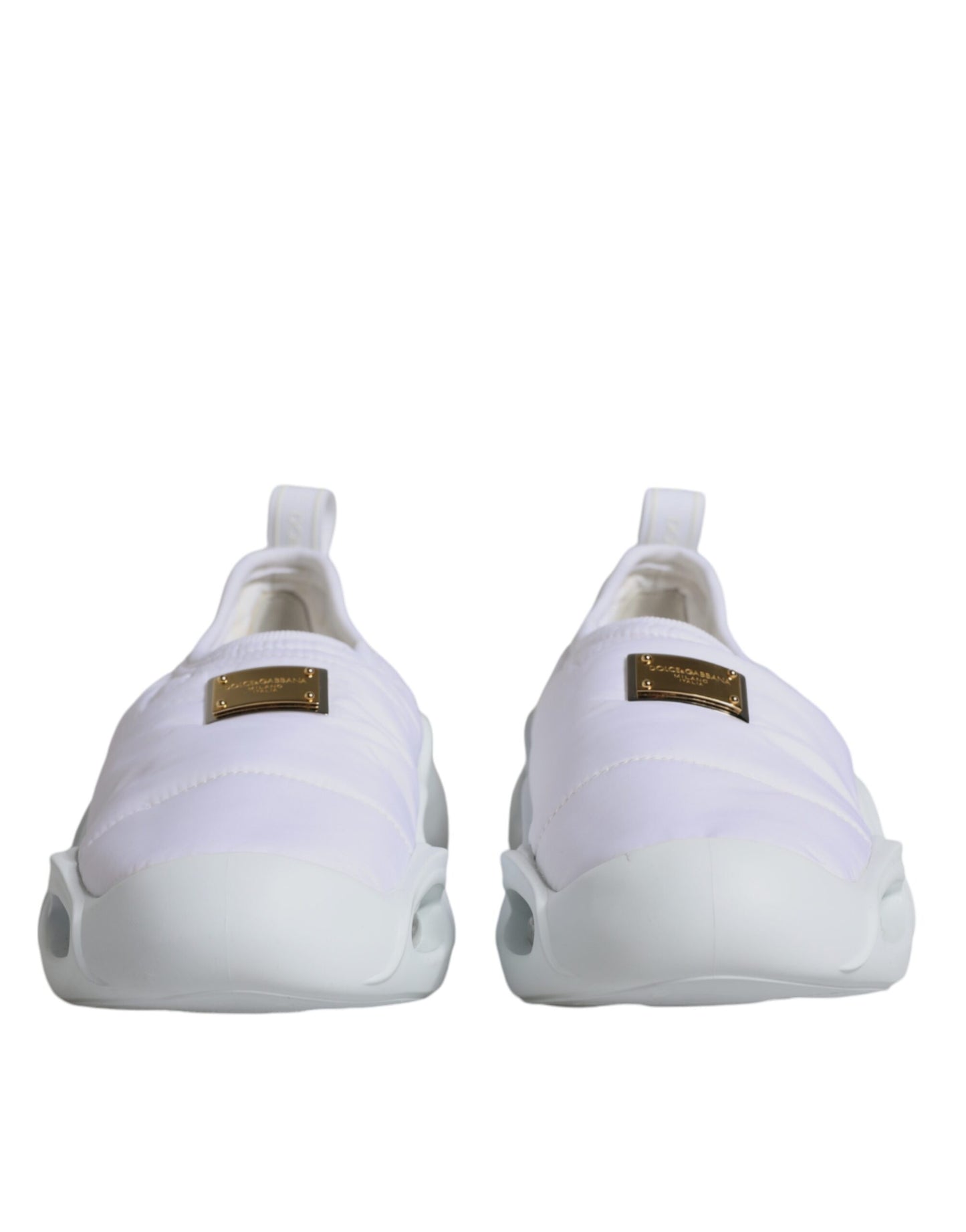 - White Padded Fabric Low Top Sneakers Shoes