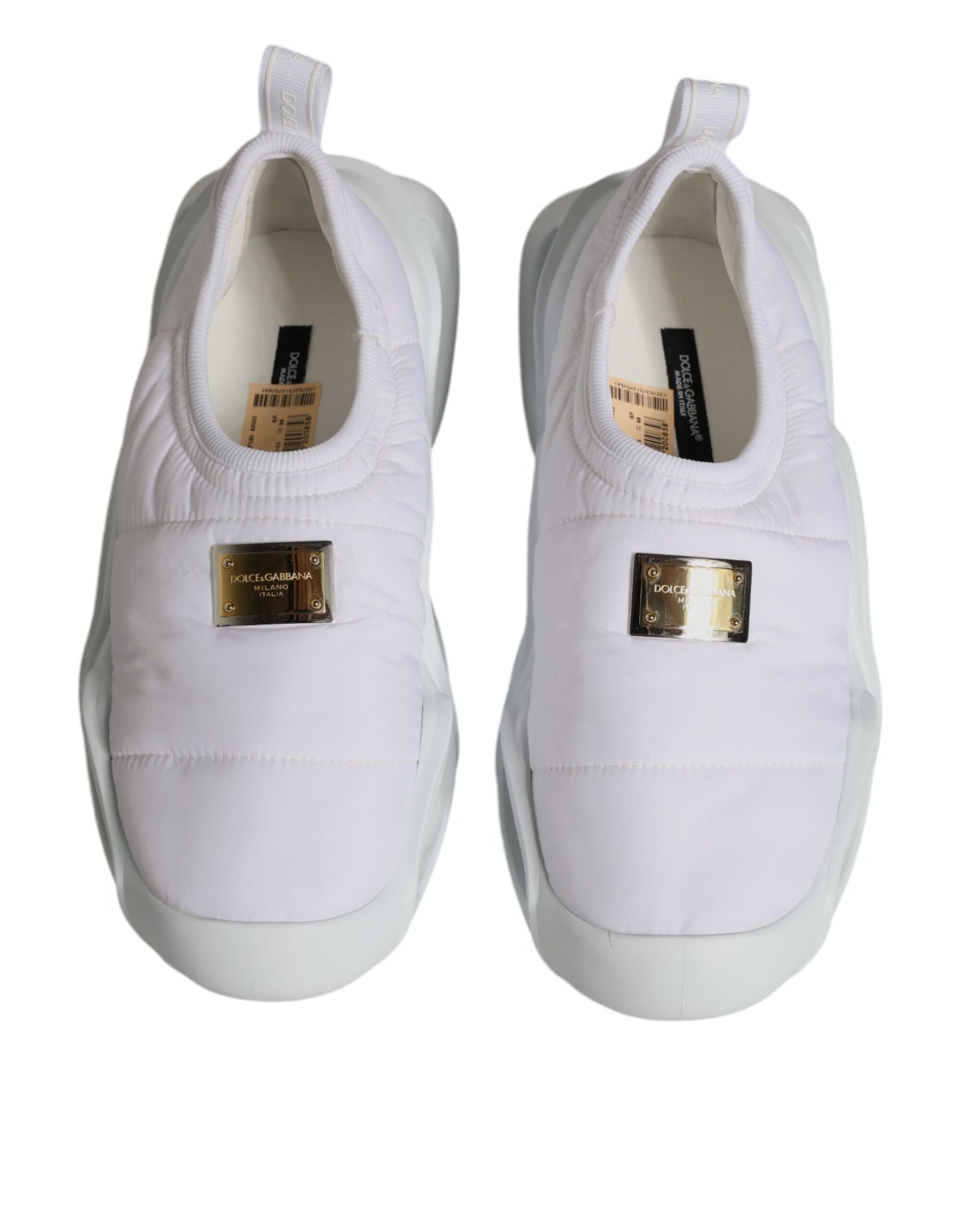 - White Padded Fabric Low Top Sneakers Shoes