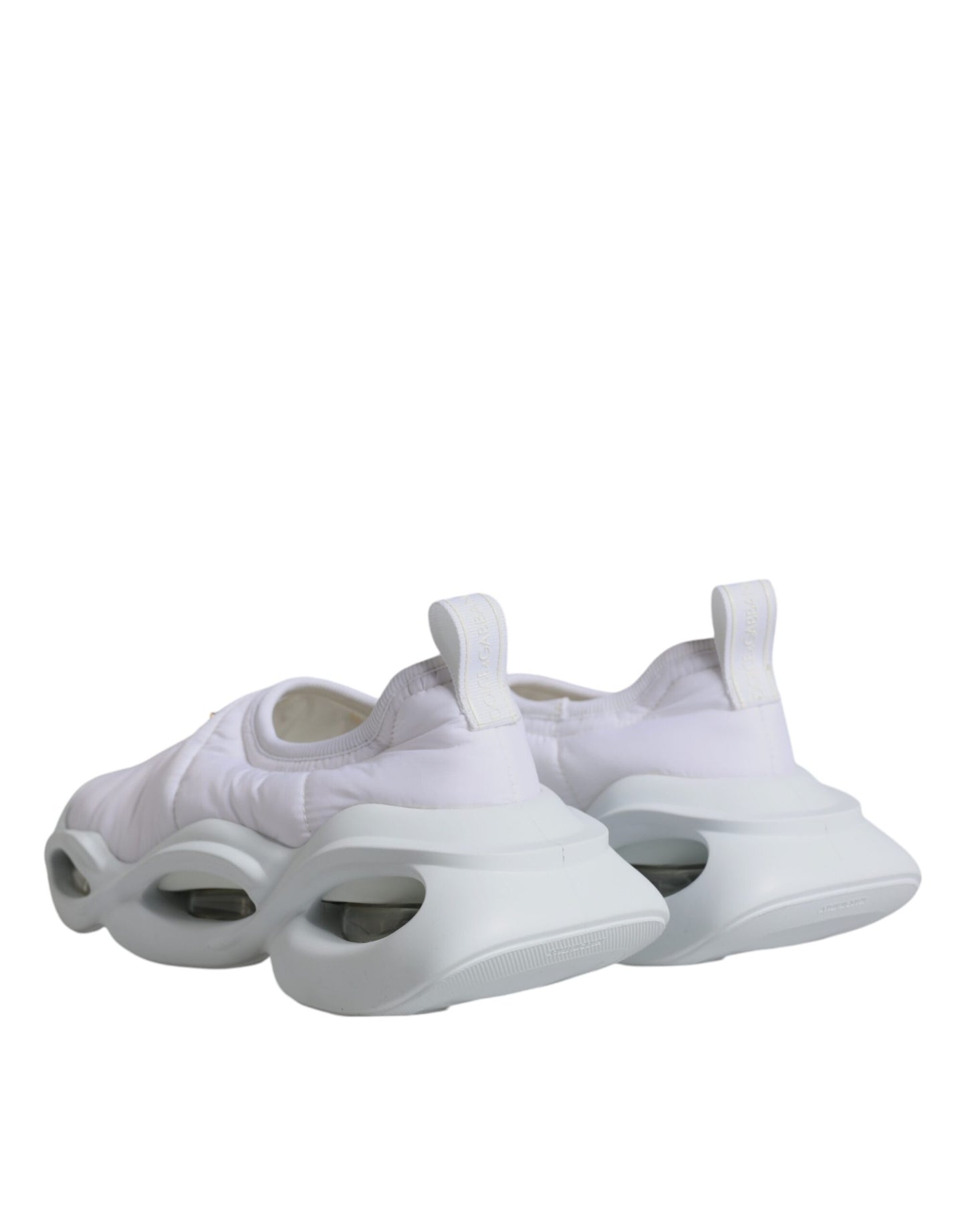 - White Padded Fabric Low Top Sneakers Shoes