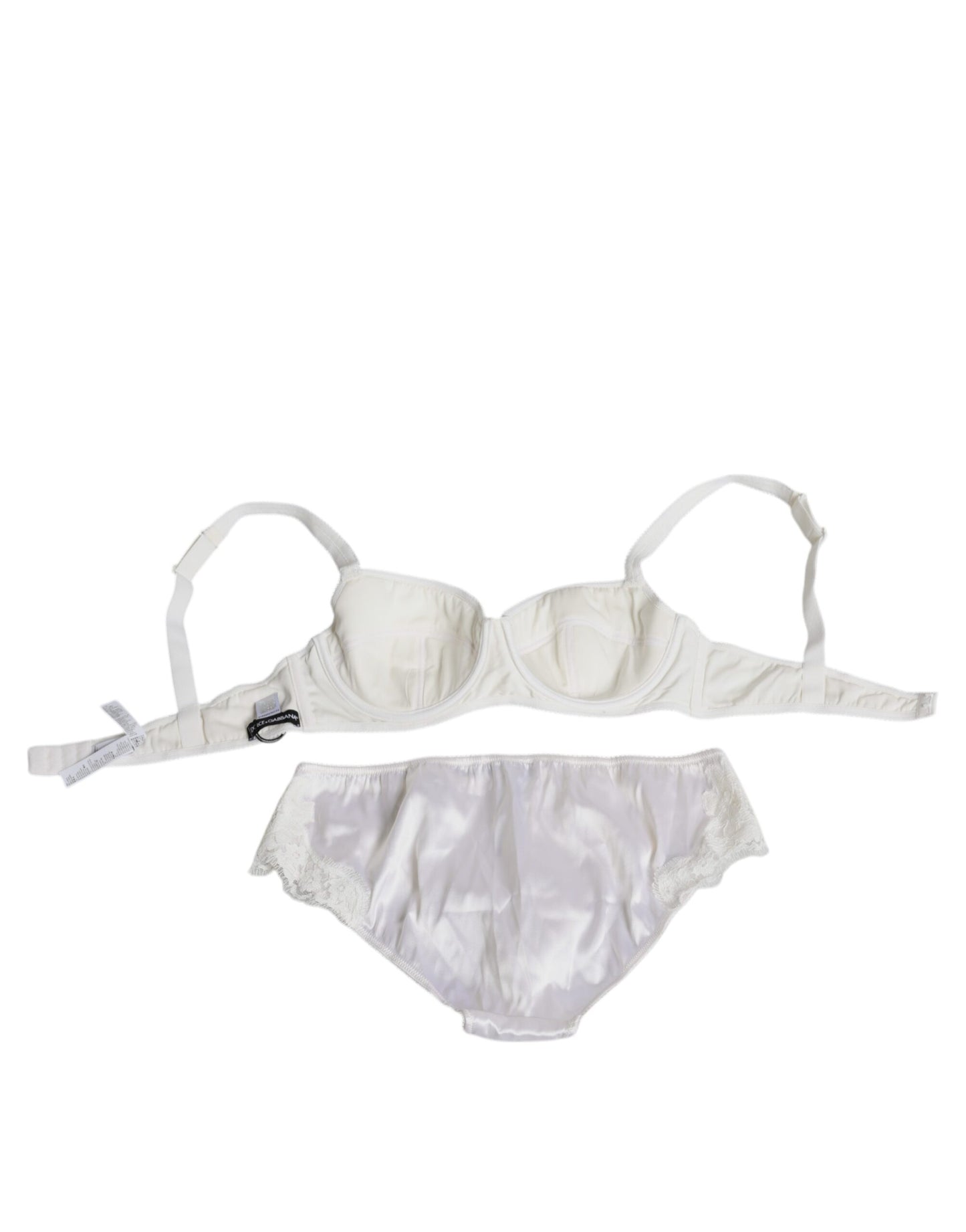 - White Silk Stretch Panty Balconette Bra Underwear