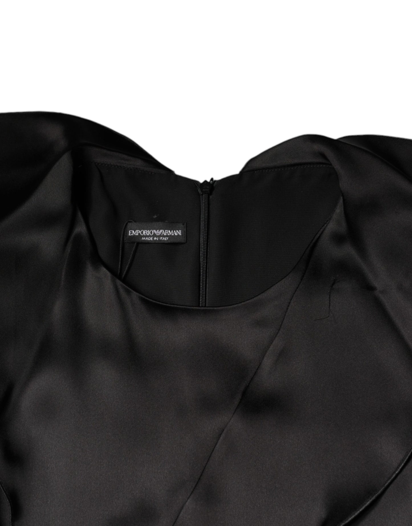 - Black Satin Long Sleeves Wrap Sheath Mini Dress