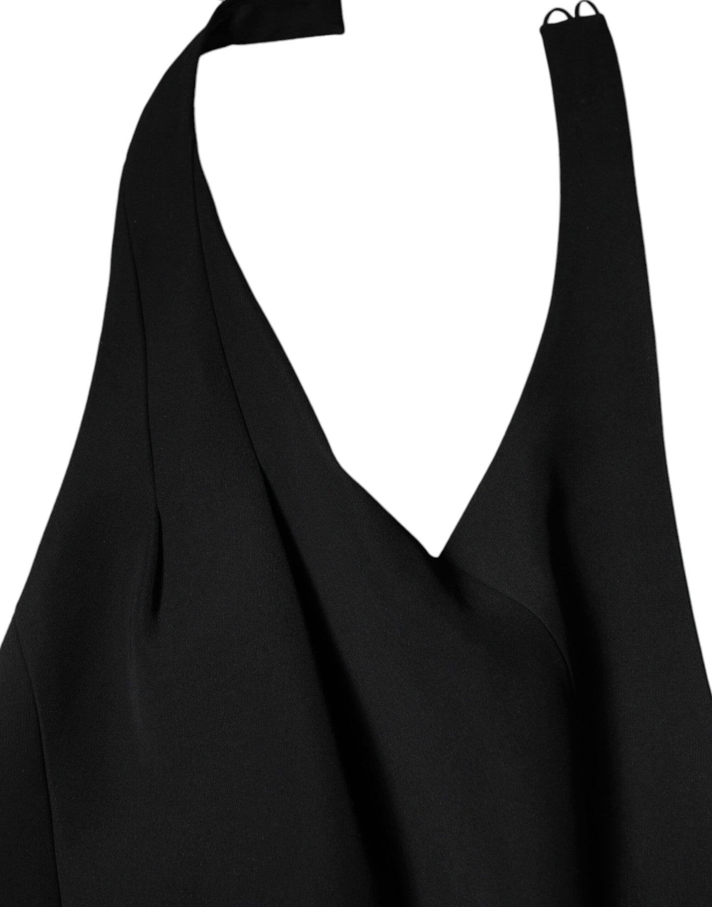 - Black Sleeveless Halter Sheath Long Gown Dress
