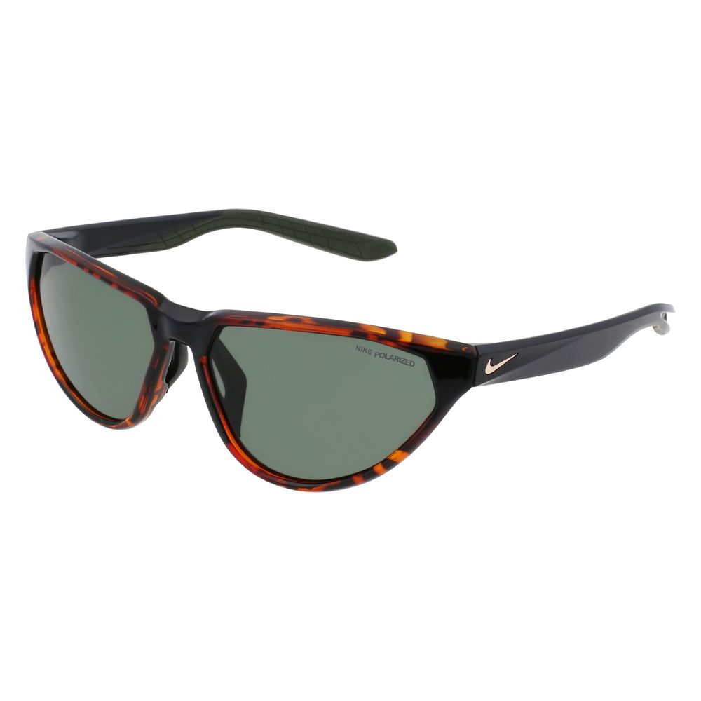 Nike Brown Injected Sunglasses – Unisex Maverick Fierce with Polarized Green Lenses, 60mm
