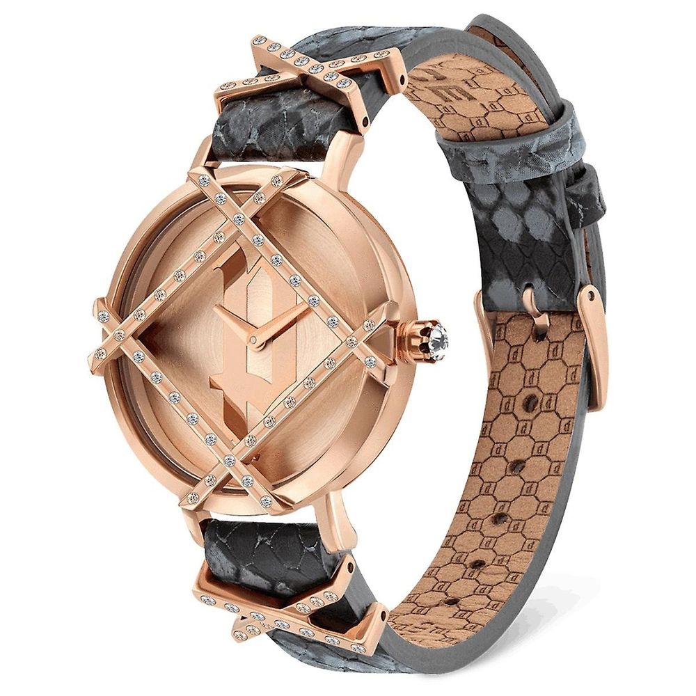 Police Women’s Grey Leather Watch with Pink Case – 34mm