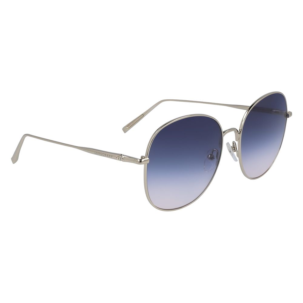 Longchamp Gold Metal Sunglasses – Elegant Golden Frame with Gradient Blue Lenses