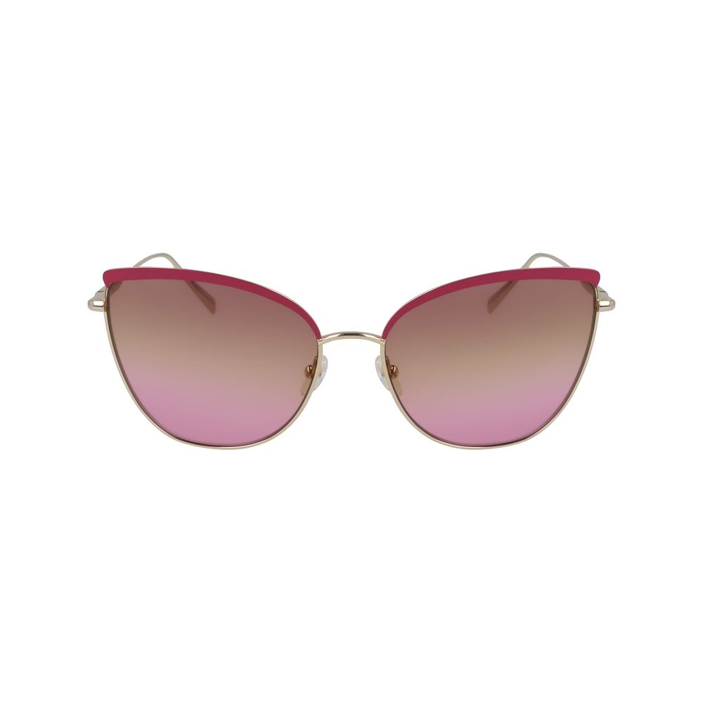 Longchamp Gold Metal Sunglasses – Oversized Frames with Pink Gradient Lenses, 60mm