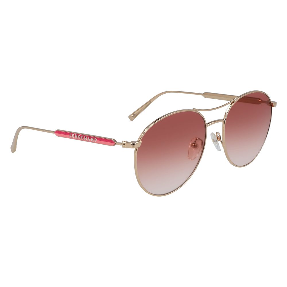 Longchamp Gold Metal Sunglasses – Stylish Gradient Red Lenses, 59mm