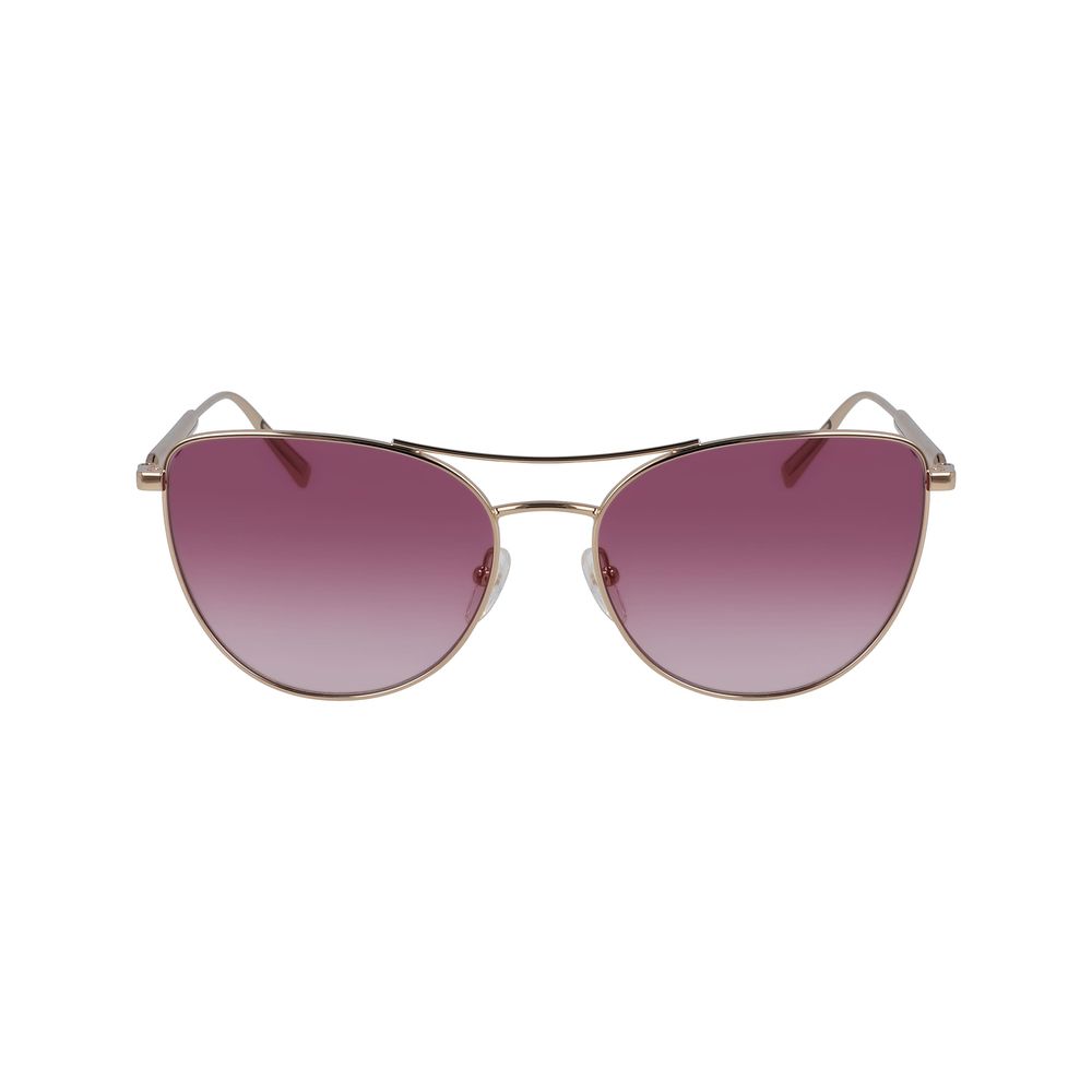 Longchamp Rose Gold Metal Sunglasses – Chic Pink Gold Frame with Lilac Lenses, 58mm
