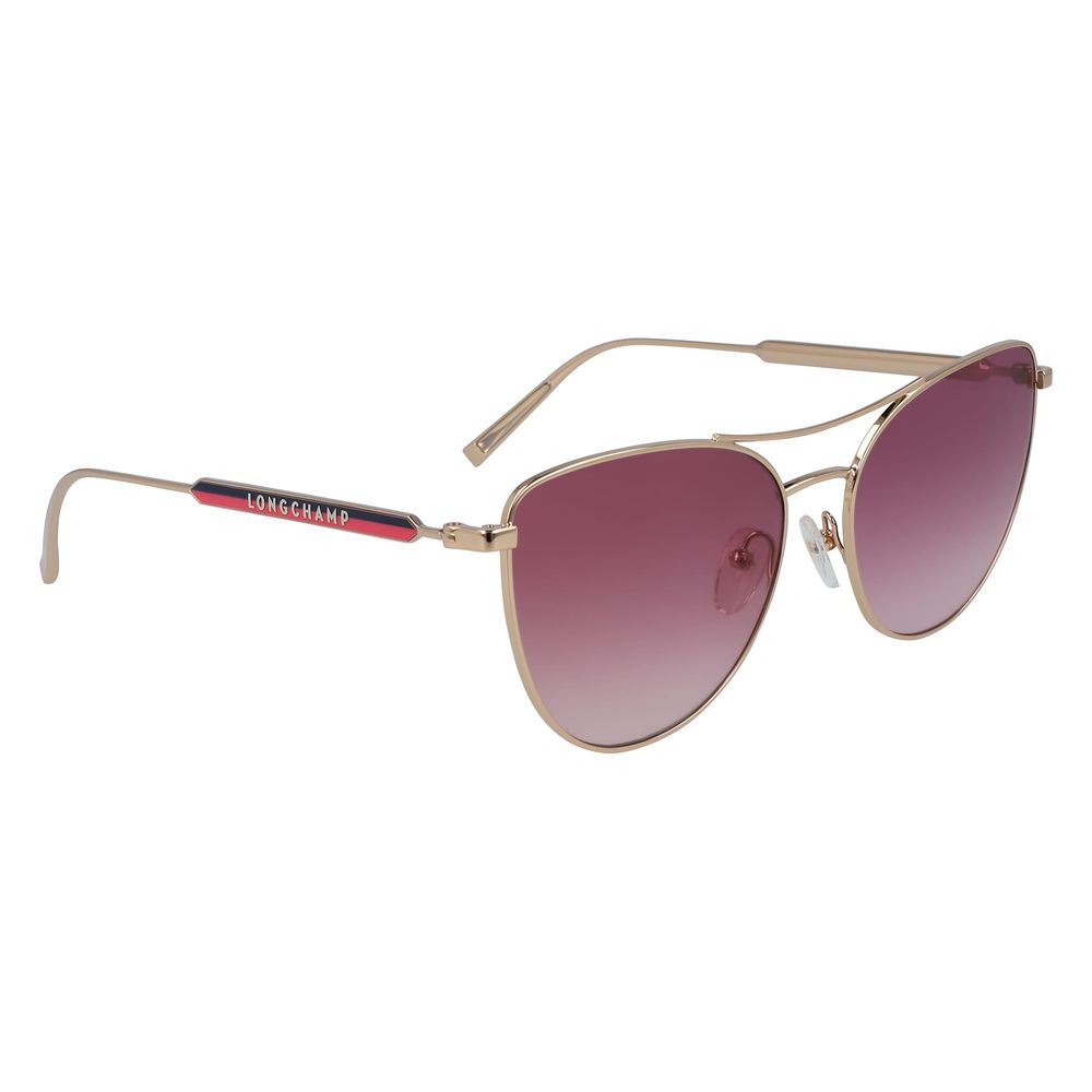 Longchamp Rose Gold Metal Sunglasses – Chic Pink Gold Frame with Lilac Lenses, 58mm