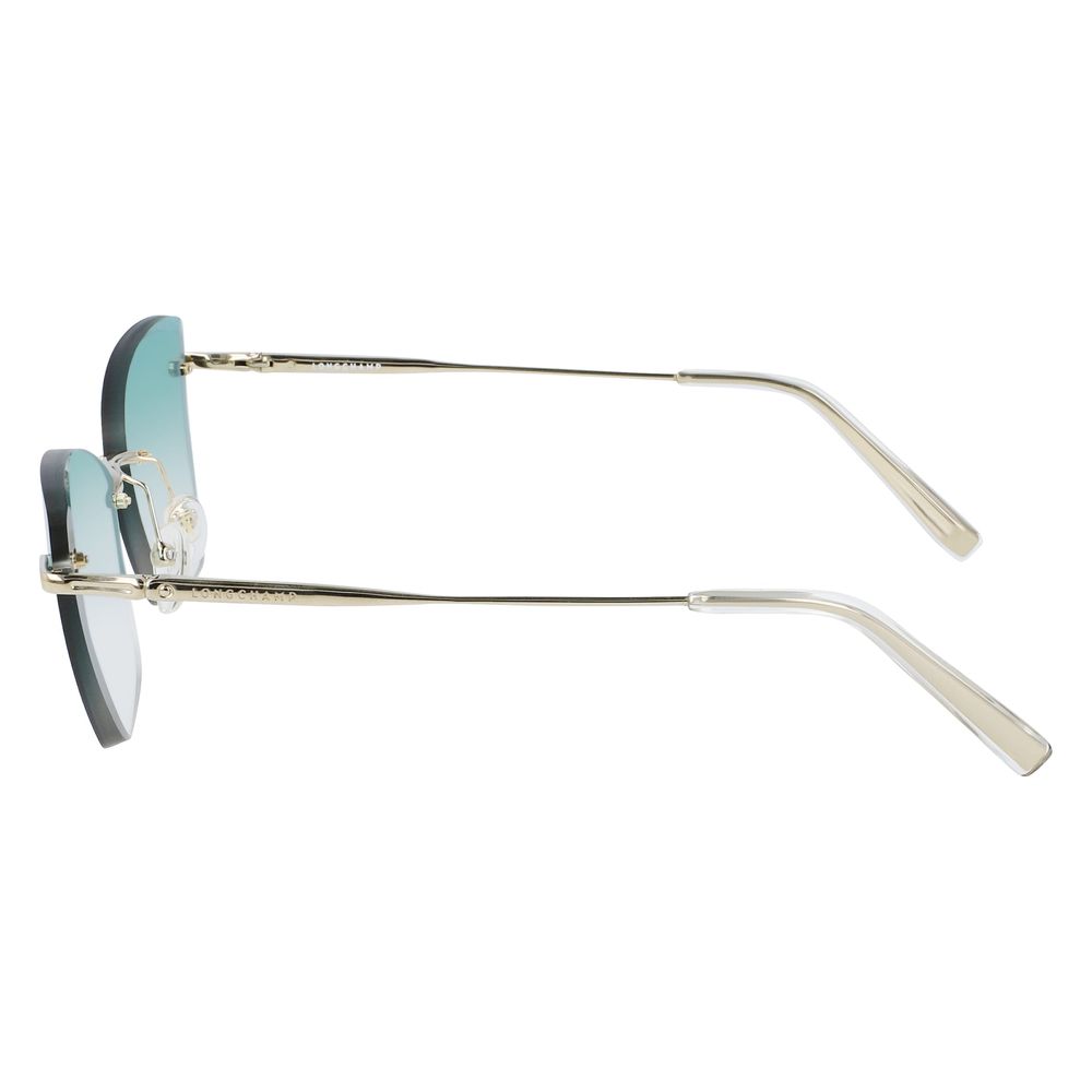 Longchamp Gold Metal Sunglasses – Chic Oversized Frames with Gradient Blue Lenses