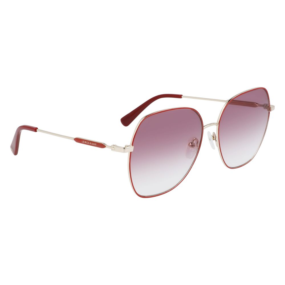 Longchamp Women's Sunglasses – Red Metal Frame with Gradient Red Lenses, 60mm