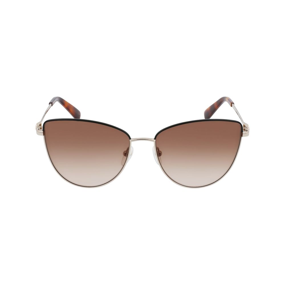 Longchamp Gold Metal Sunglasses – Elegant Oversized Style with Gradient Brown Lenses, 58mm