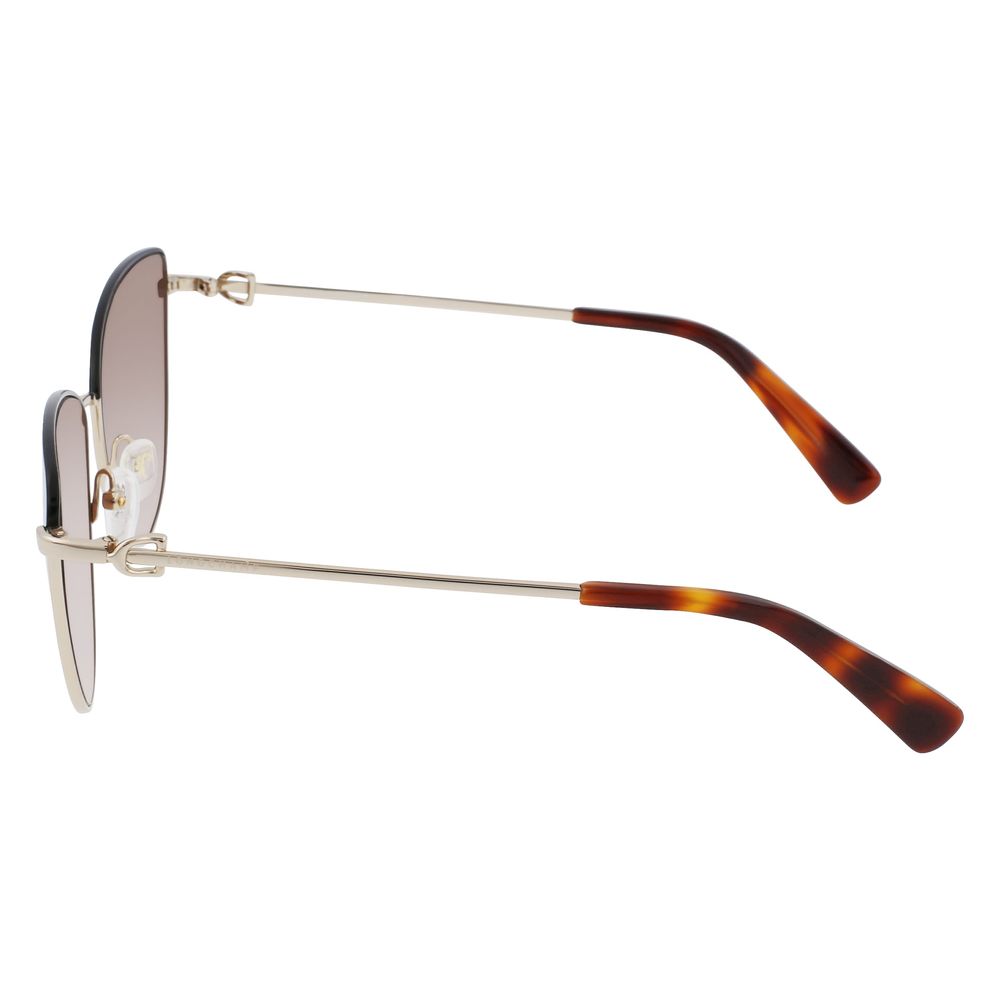 Longchamp Gold Metal Sunglasses – Elegant Oversized Style with Gradient Brown Lenses, 58mm
