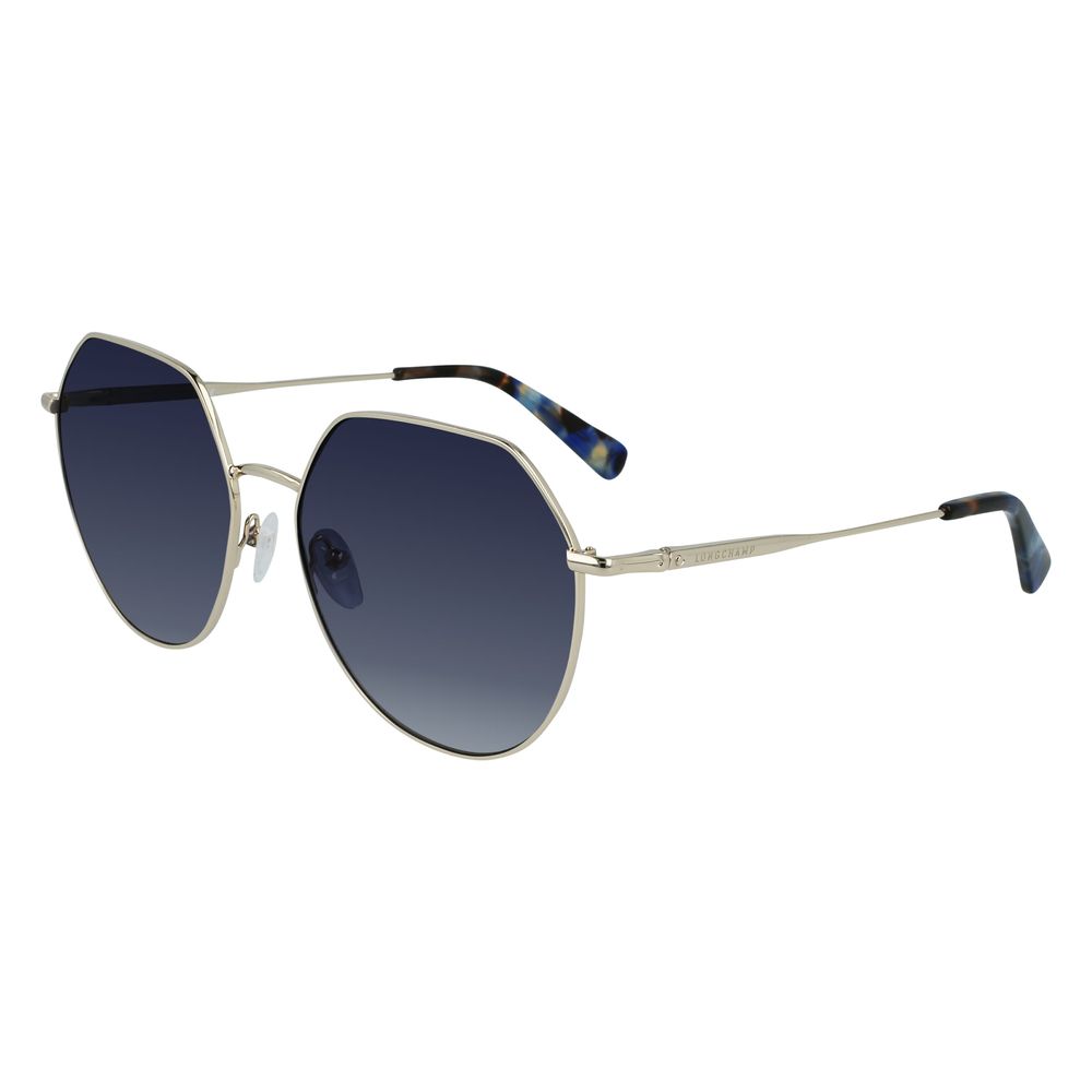 Longchamp Bicolor Metal Sunglasses – Gold and Blue Frame with Degraded Black Lenses, 60mm
